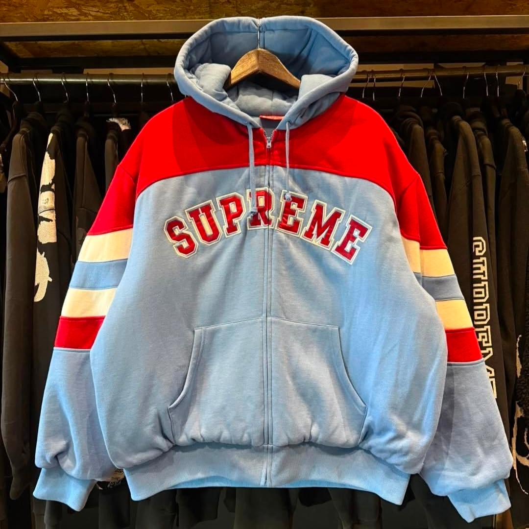 Supreme Filled Zip Up Hooded Sweatshirt Light Blue - 26SS 착용 스타일 - 1