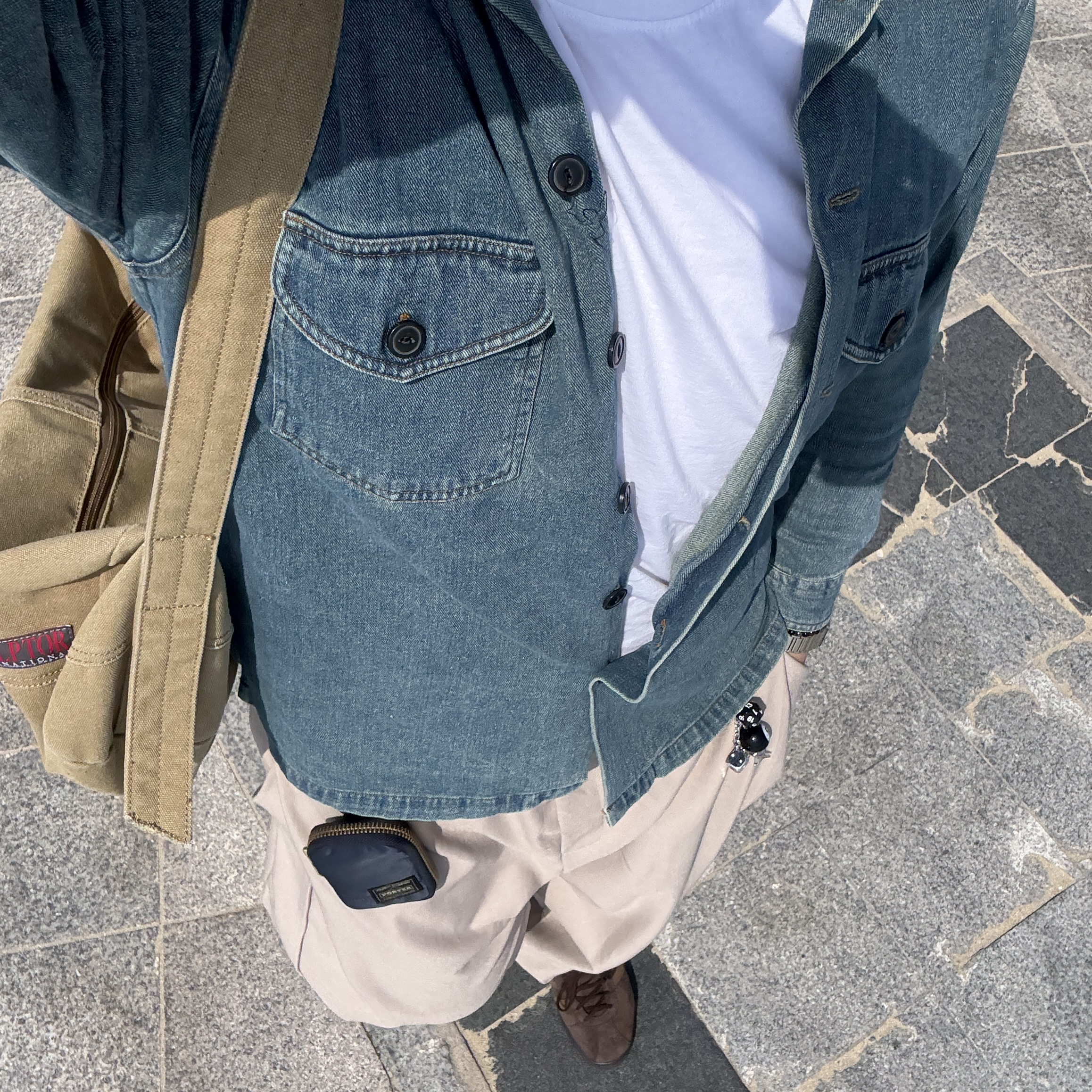 Porter All New Tanker Key Pack Iron Blue, Adidas Tobacco Gruen Dark Brown 착용 스타일