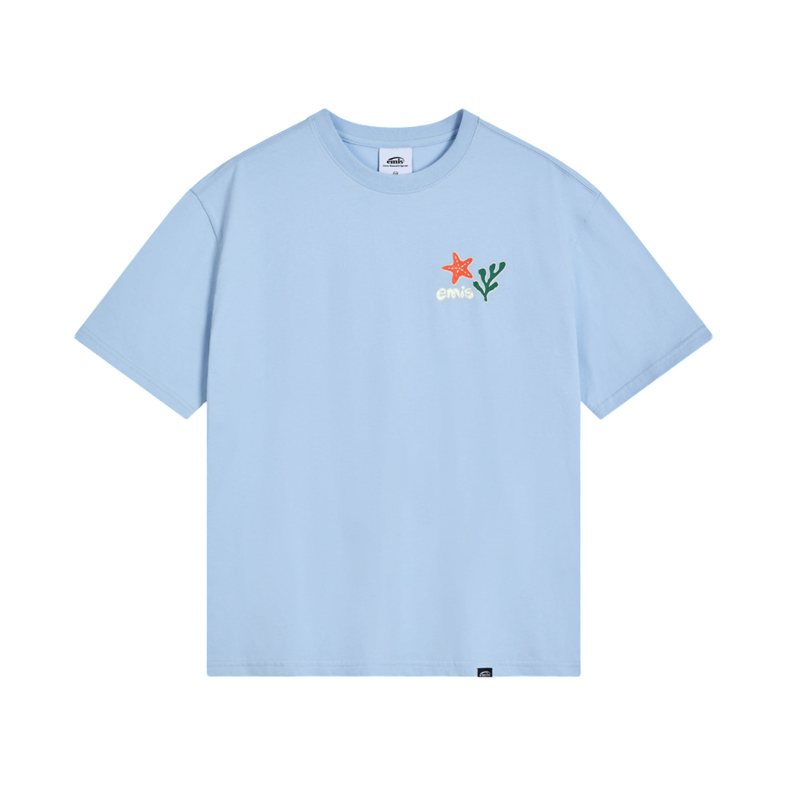 이미스 코스탈 자수 티셔츠 파스텔 블루(Emis Coastal Embroidery T-Shirt Pastel Blue)