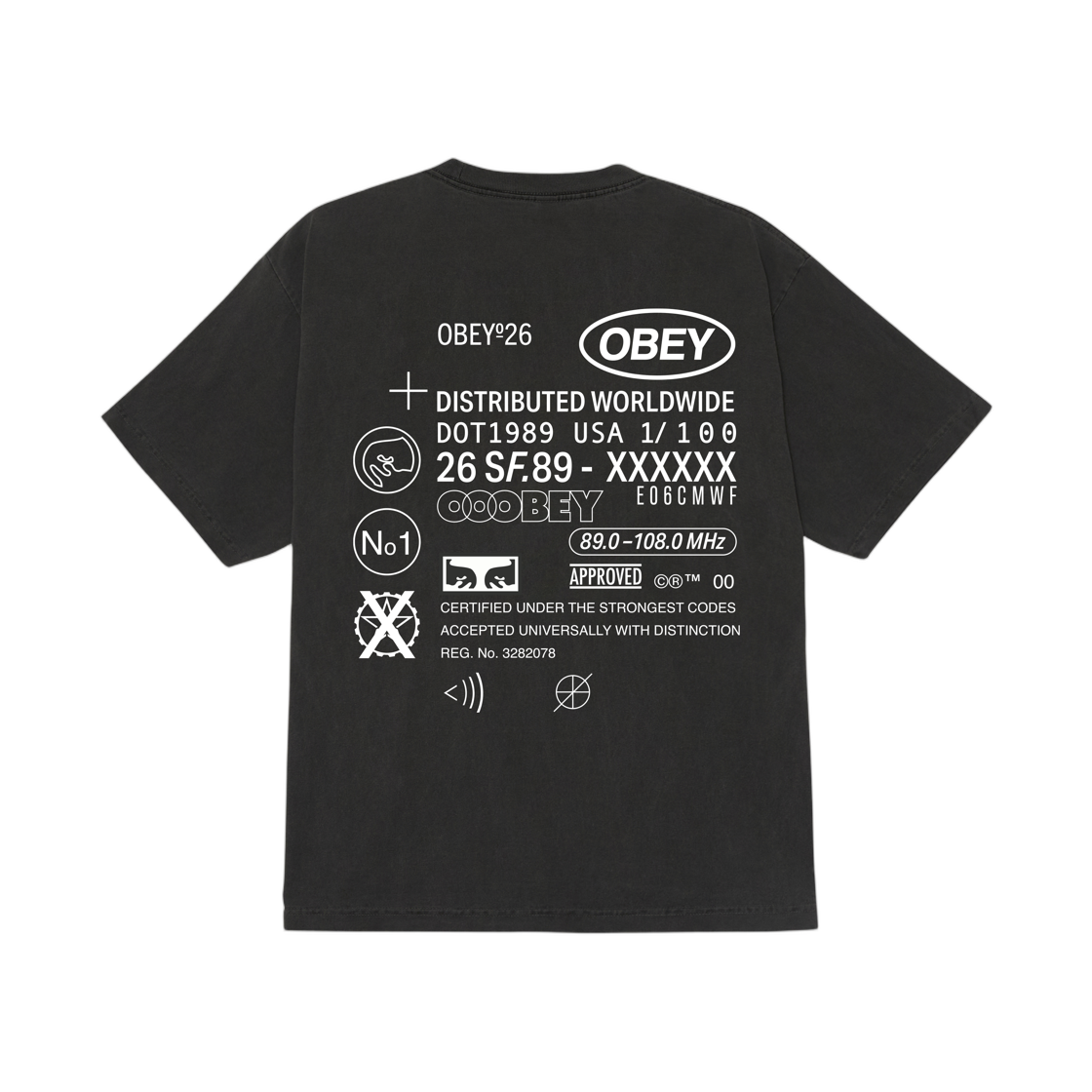 오베이 코드 피그먼트 티셔츠 피그먼트 더스티 블랙(Obey Code Pigment T-Shirt Pigment Dusty Black) - 1