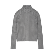 PHOS333 M Stand Neck Knit Zip-Up Grey