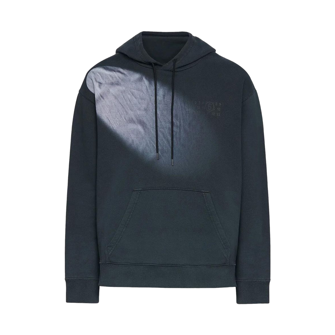 SH2GU0024M25024899 MM6 Maison Margiela Faded Logo Embroidered Hoodie Washed Black