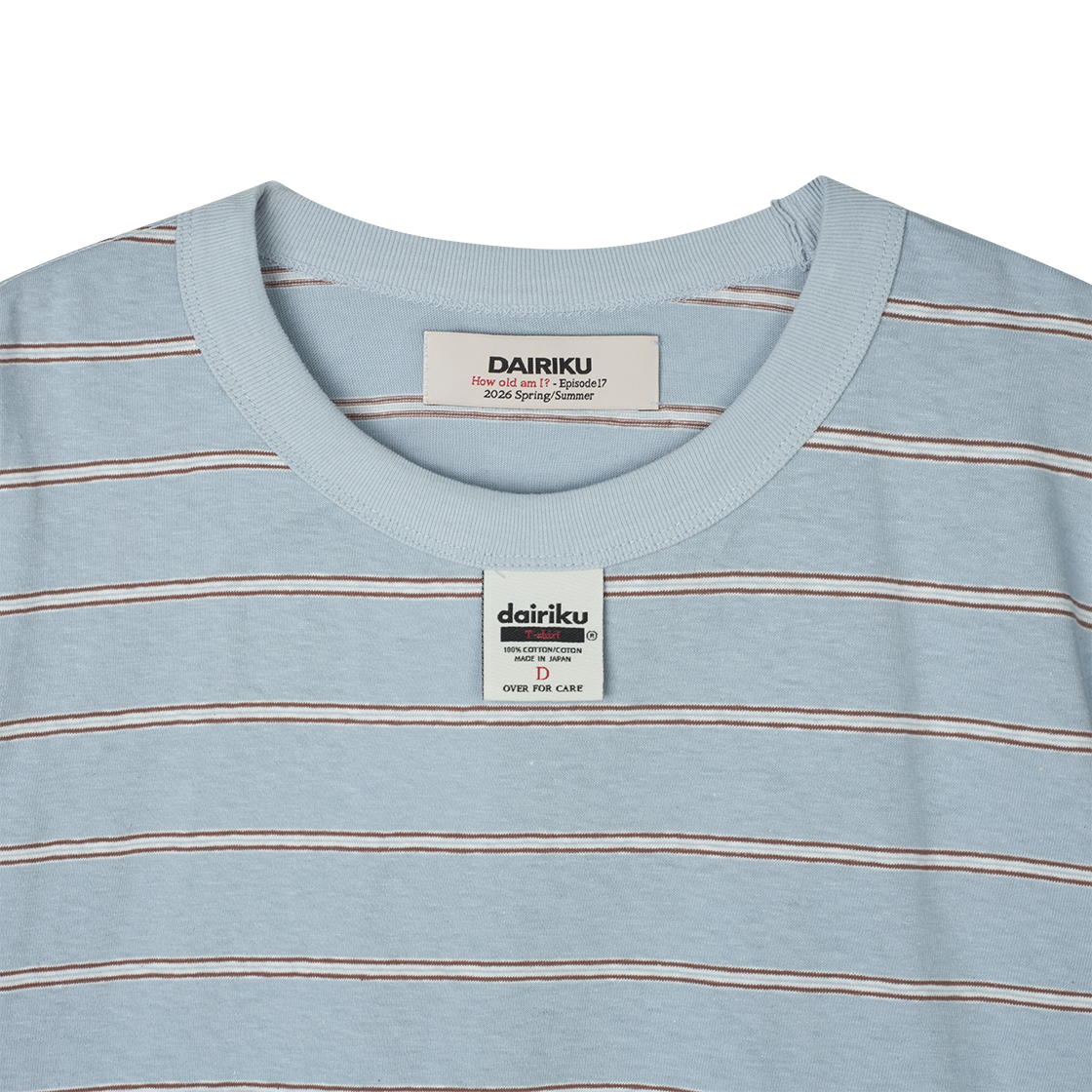 다이리쿠 웨이스트 스터드 보더 H-S 티 아쿠아 - 26SS(Dairiku Waist Studs Border H-S Tee Aqua - 26SS) - 3
