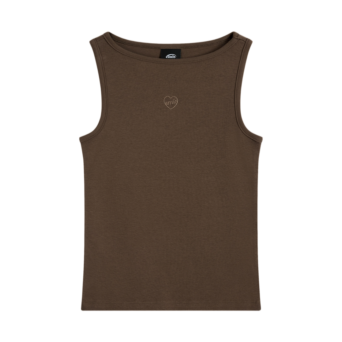 (W) 이미스 보트넥 탱크탑 브라운((W) Emis Boat Neck Tank Top Brown)