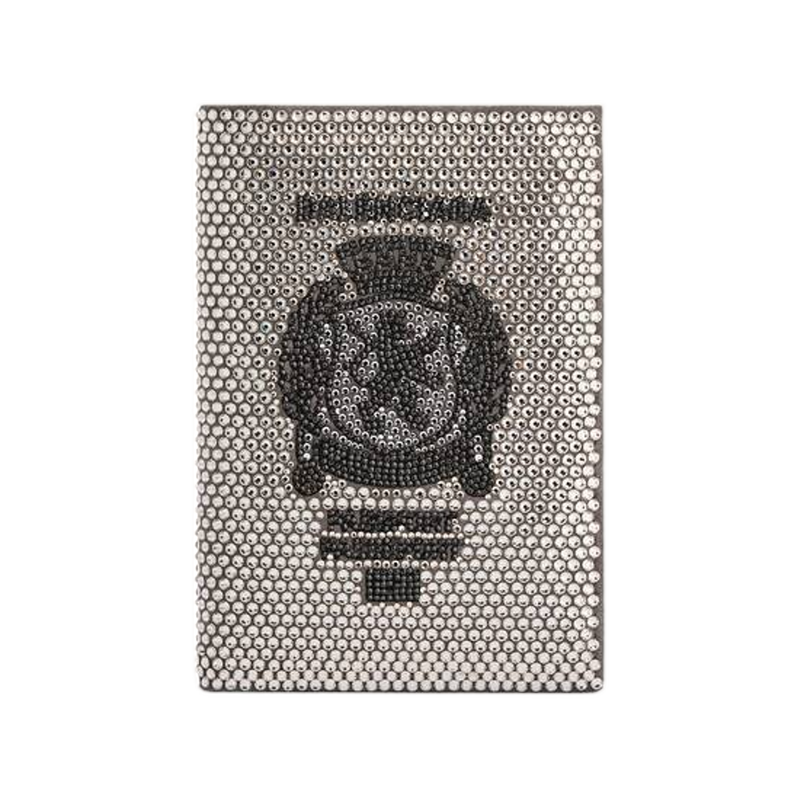 7877422ACCR1232 Balenciaga Passport Holder With Rhinestones In Smoke Grey