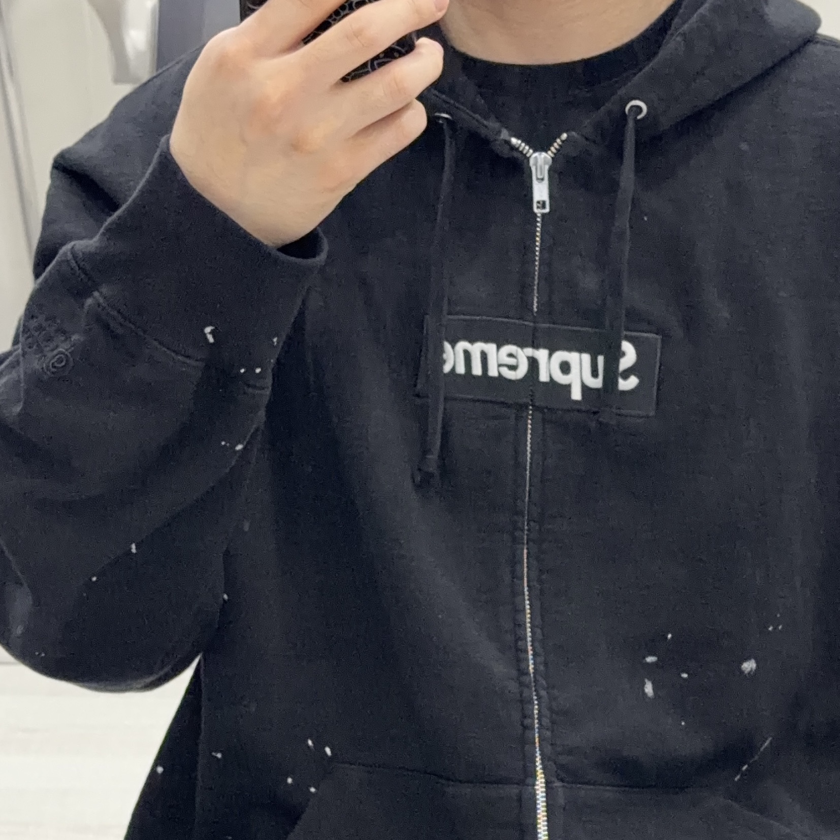 Supreme x MM6 Maison Margiela Box Logo Zip Up Hooded Sweatshirt Black - 26SS 착용 스타일 - 1