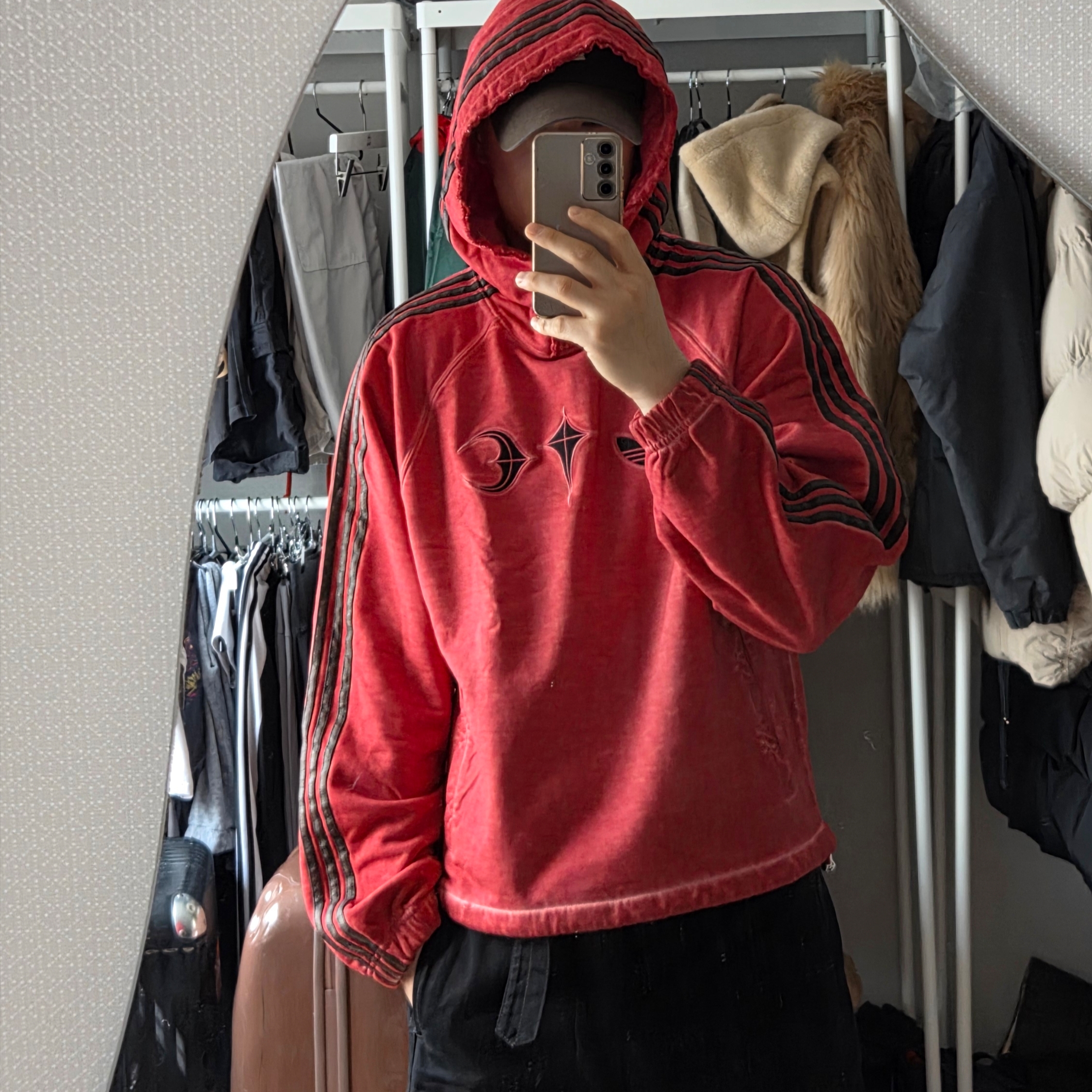 Adidas x Thug Club Sweat Hoodie Power Red - KR Sizing 착용 스타일