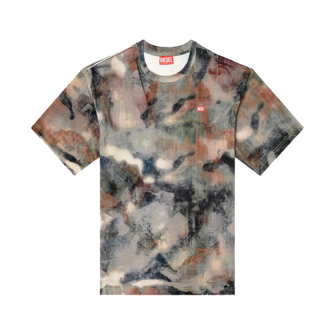 A202130WFCV-8ATA Diesel T-Boxt-V7 Heavy Cotton T-Shirt with Camo Print Green Brown