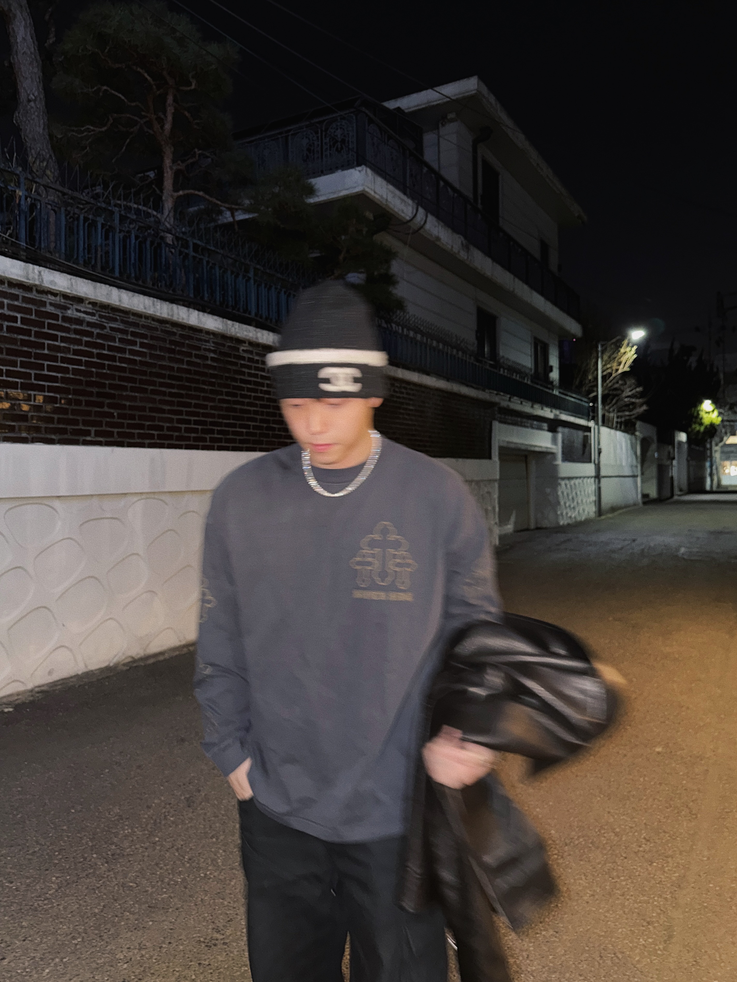 STU Lambskin Zipper Leather Jacket In Black, Vacant Archive Men Fedry Work-Pants Black 착용 스타일 - 9