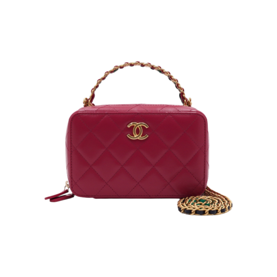 ITSO9T26D6N9 Chanel Pink Leather Vanity Camera Bag with Chain Top Handle and Shoulder Strap