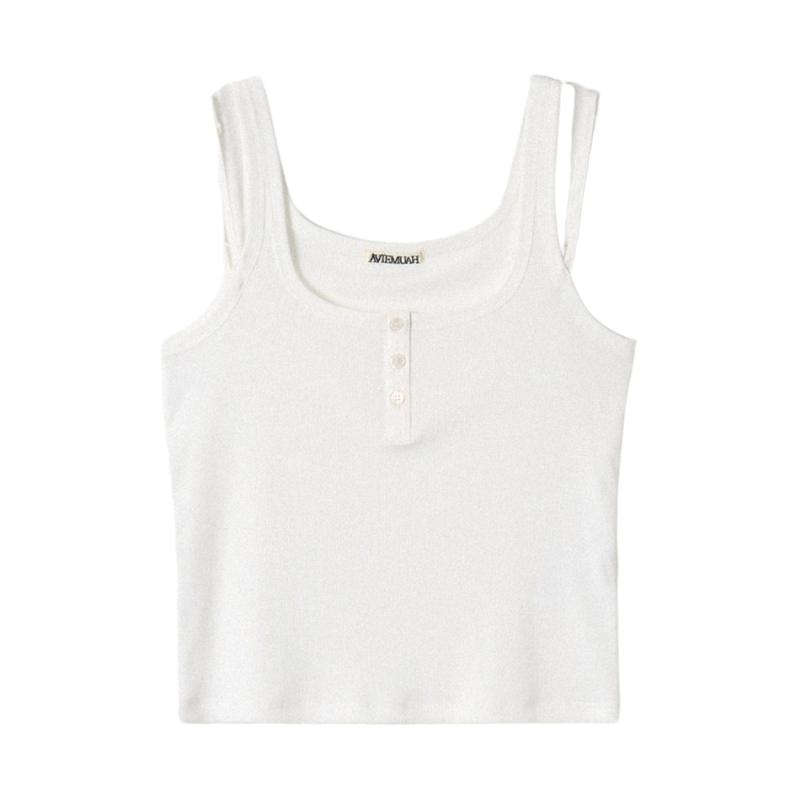 (W) 아비에무아 에센셜 버튼 레이어드 슬리브리스 탑 아이보리((W) Aviemuah Essentials Burton Layered Sleeveless Top Ivory)
