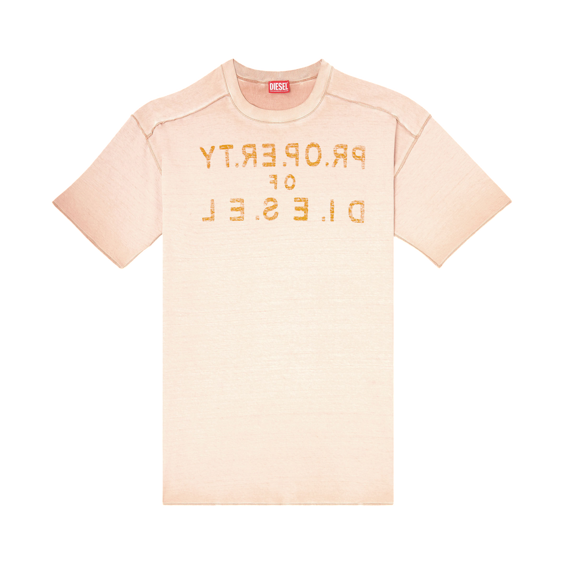 디젤 T-룩 릴렉스 코튼 티셔츠 프론트 앤 백 프린트 베이지(Diesel T-Look Relaxed Cotton T-Shirt with Front and Back Print Beige) - 1