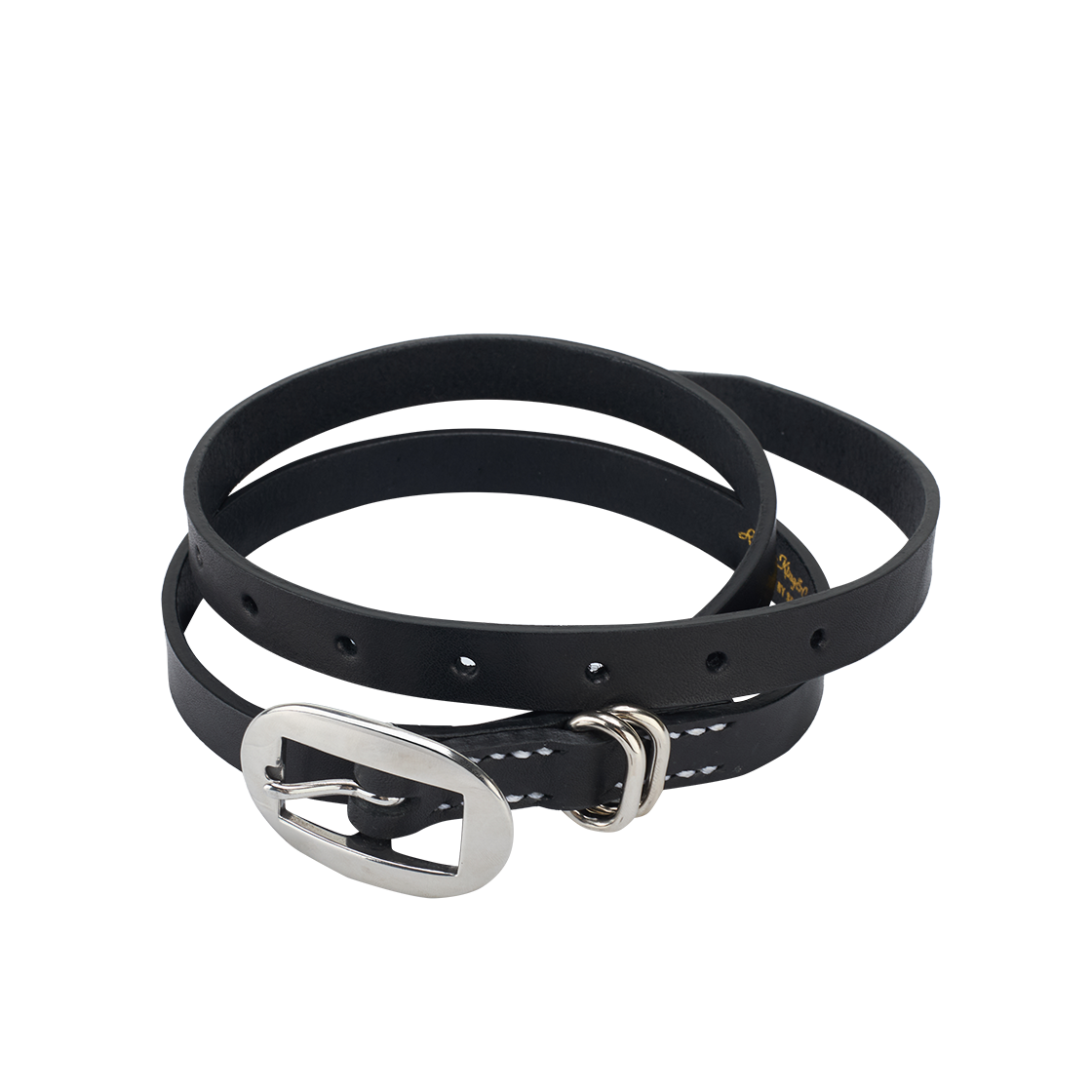 세븐바이세븐 x 루스터 킹 앤 코 카트 버클 내로우 레더 벨트 블랙 - 26SS(Seven By Seven x Rooster King & Co., Cart Buckle Narrow Leather Belt Black - 26SS) - 3