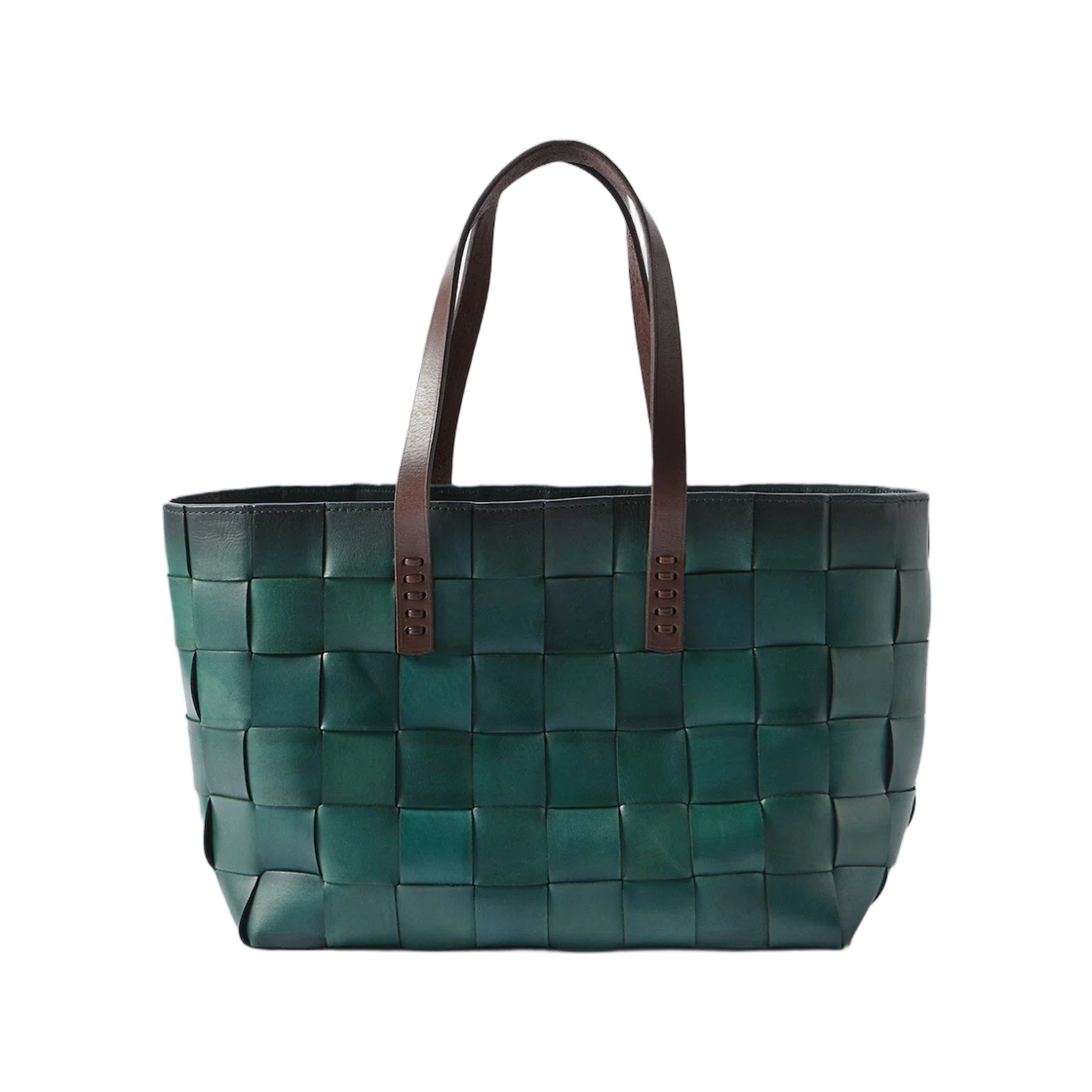 드래곤 디퓨전 재팬 토트 포레스트 그린 플랫 다크 브라운 핸들(Dragon Diffusion Japan Tote Forest Green with Flat Dark Brown Handles) - 1