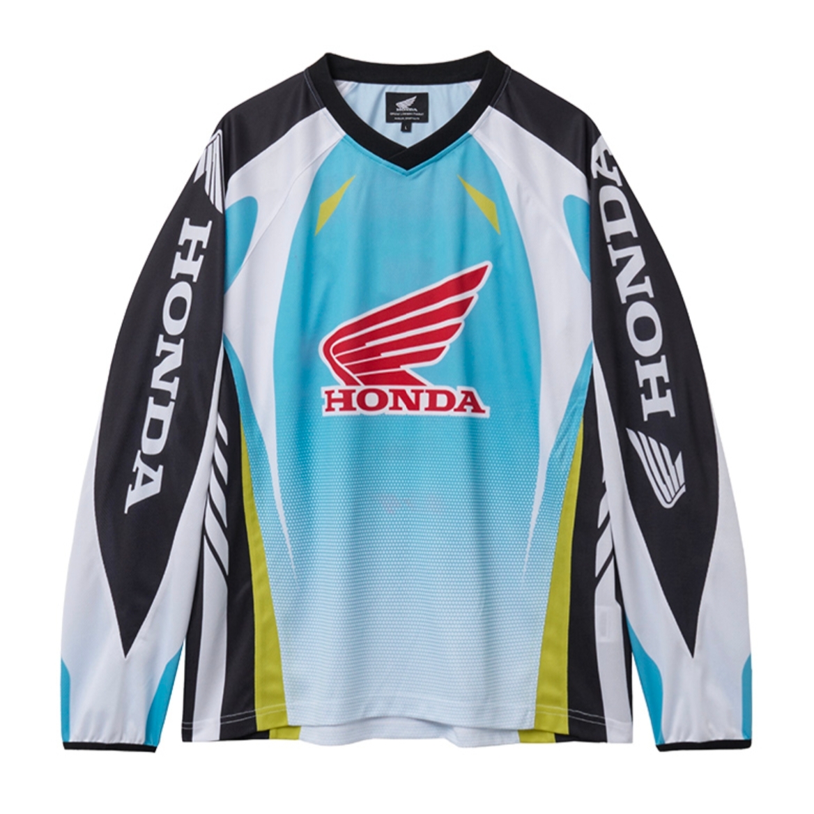 Honda Mesh Motorcycle Jersey Light Blue 착용 스타일