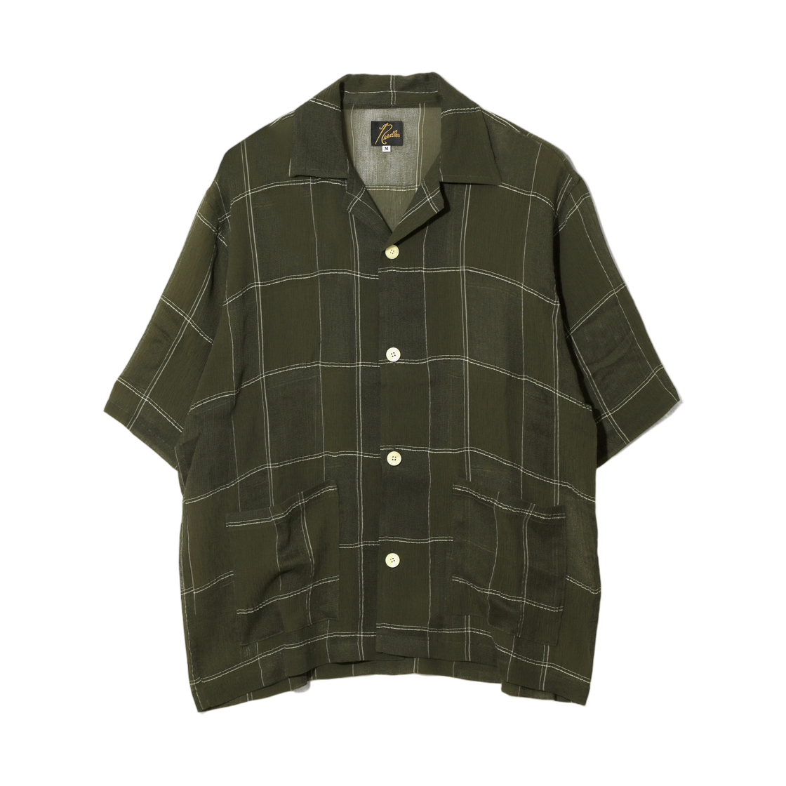 SX292A Needles Cabana Shirt Cupra Crepe Plaid Olive