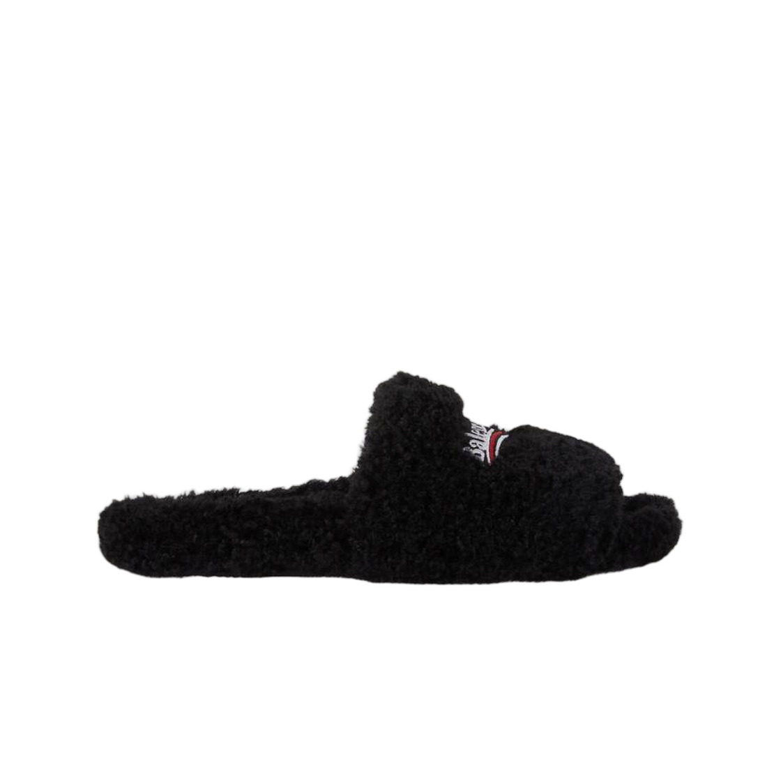 654747W14C21096 Balenciaga Furry Open Mule In Black White