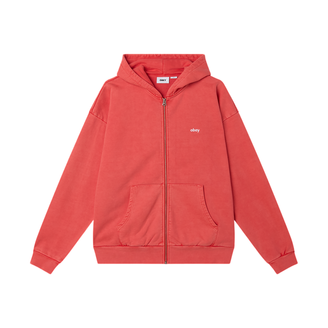 112460019 Obey Lowercase Pigment Zip Hood Pigment Fiery Red