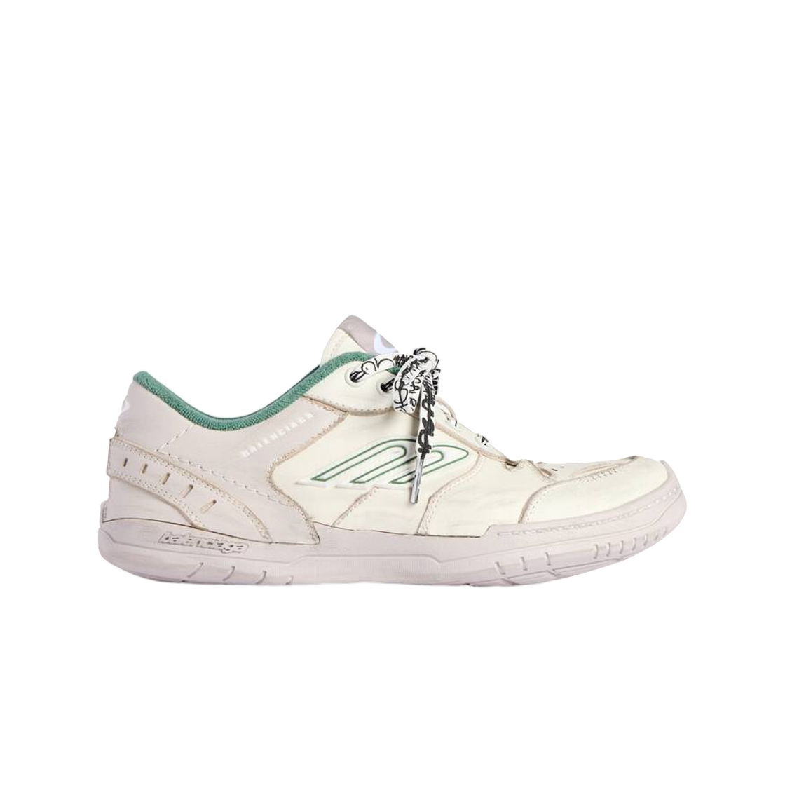 841765WCURS9930 Balenciaga Hamptons Medium Worn-Out Sneaker In Beige Green