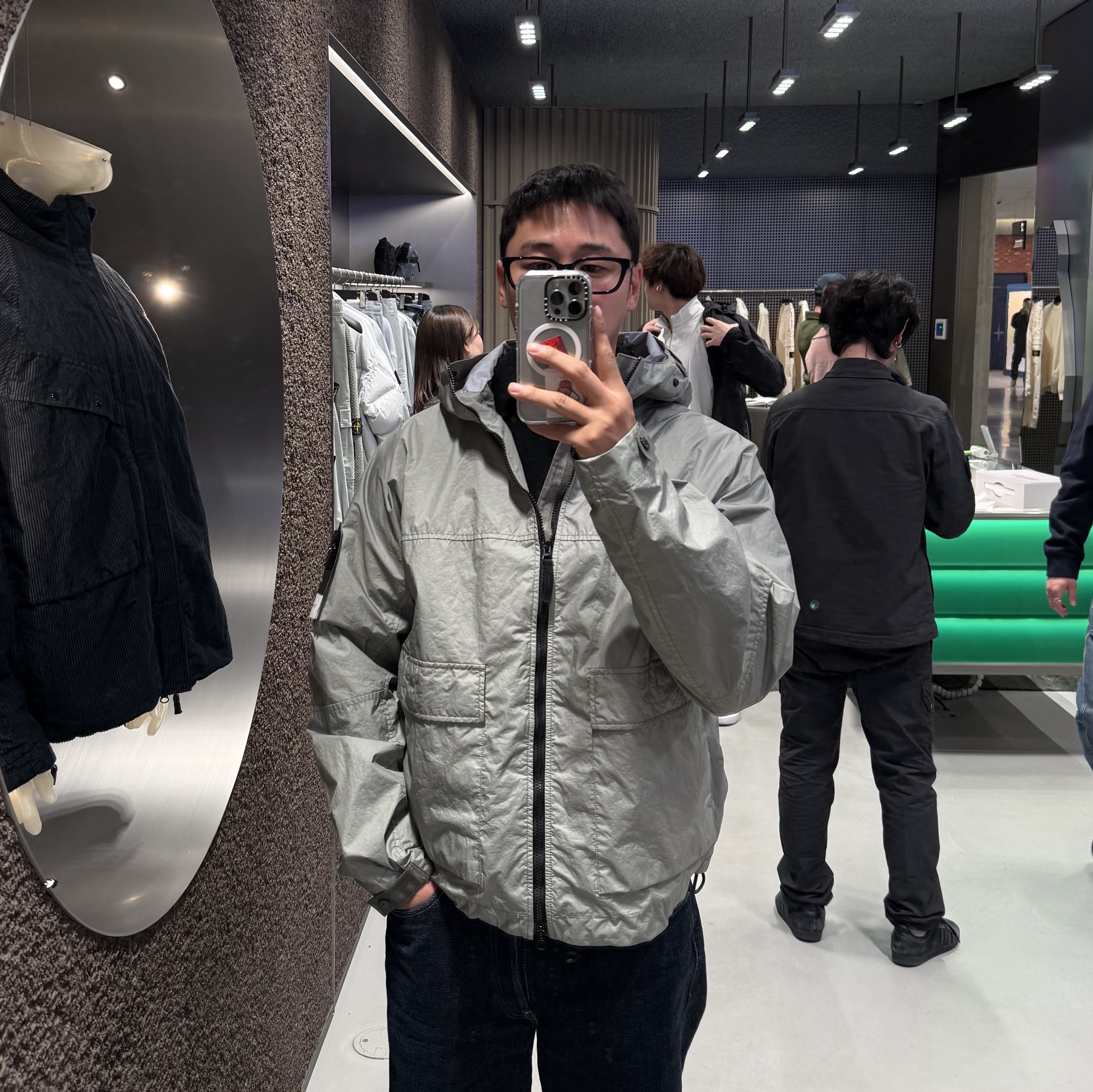 Stone Island 4100004 Membrana 3L TC Hooded Jacket with Water-Resistant Membrane Sage Green - 26SS 착용 스타일
