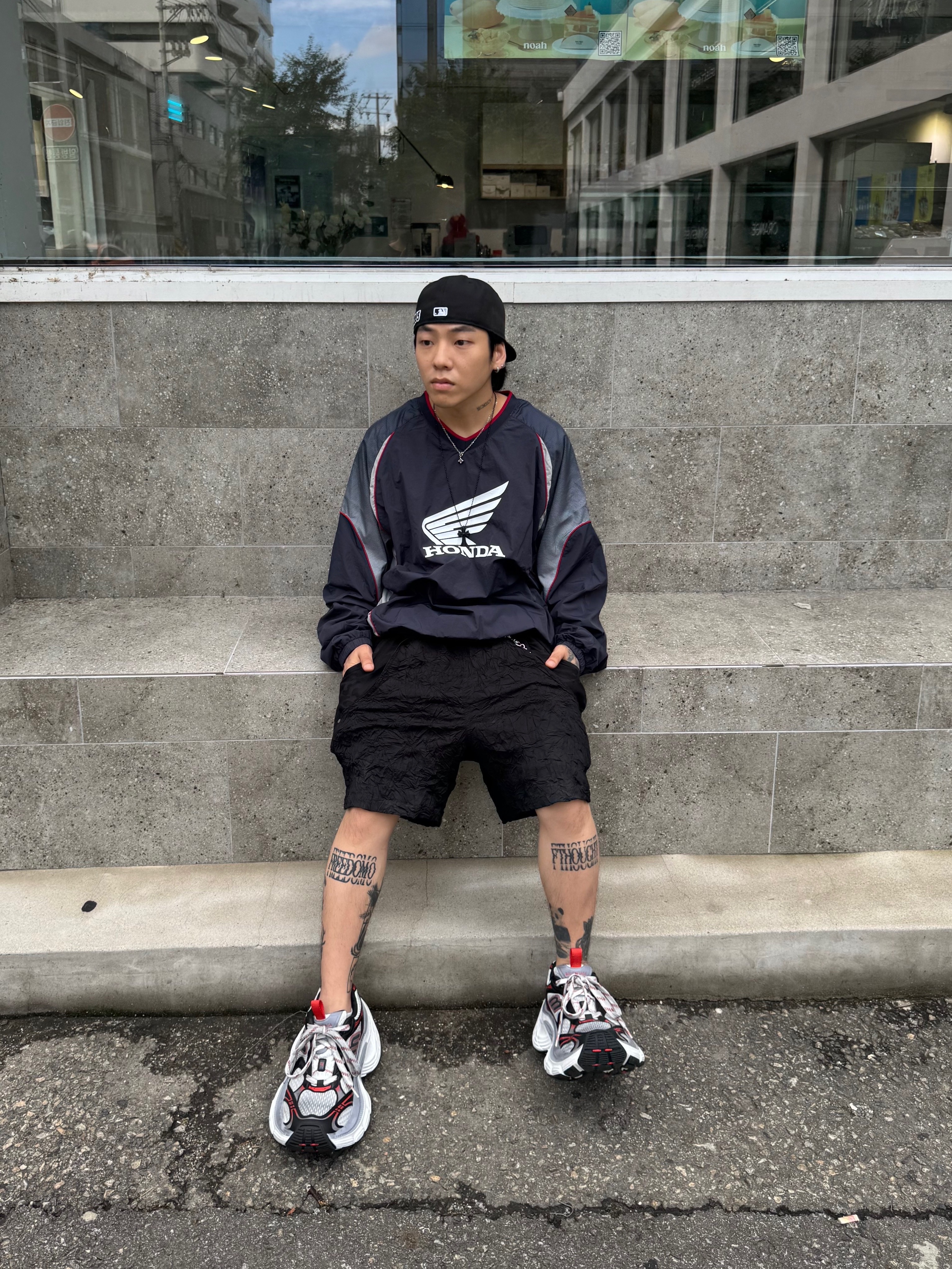 Honda Speed Track Nylon Long Sleeve Black, Honda Speed Track Nylon Long Sleeve Navy 착용 스타일