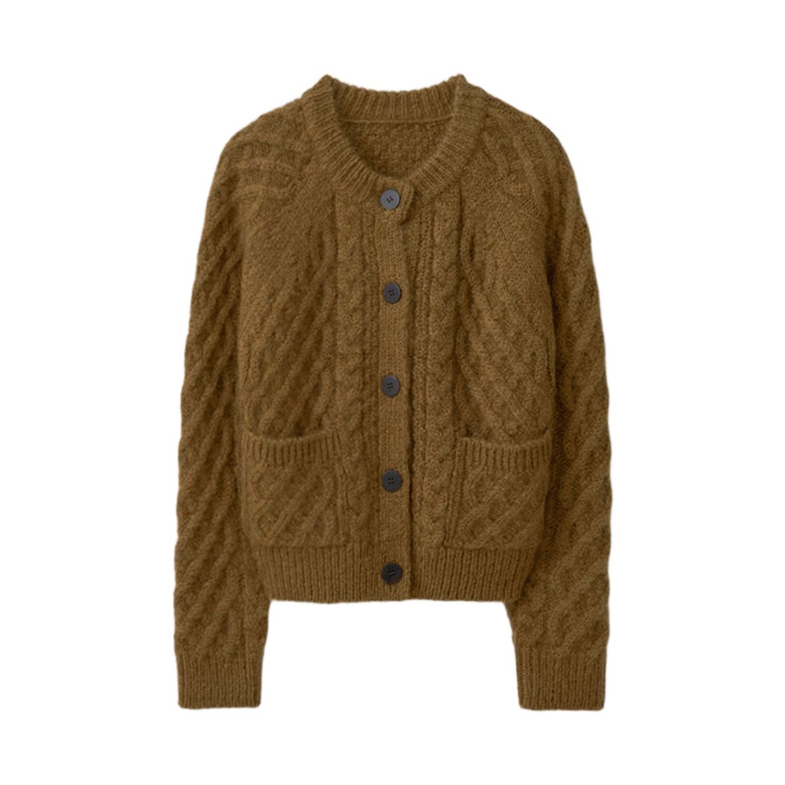 00004 Murmure Diane Kid Mohair Cable Cardigan Khaki Olive