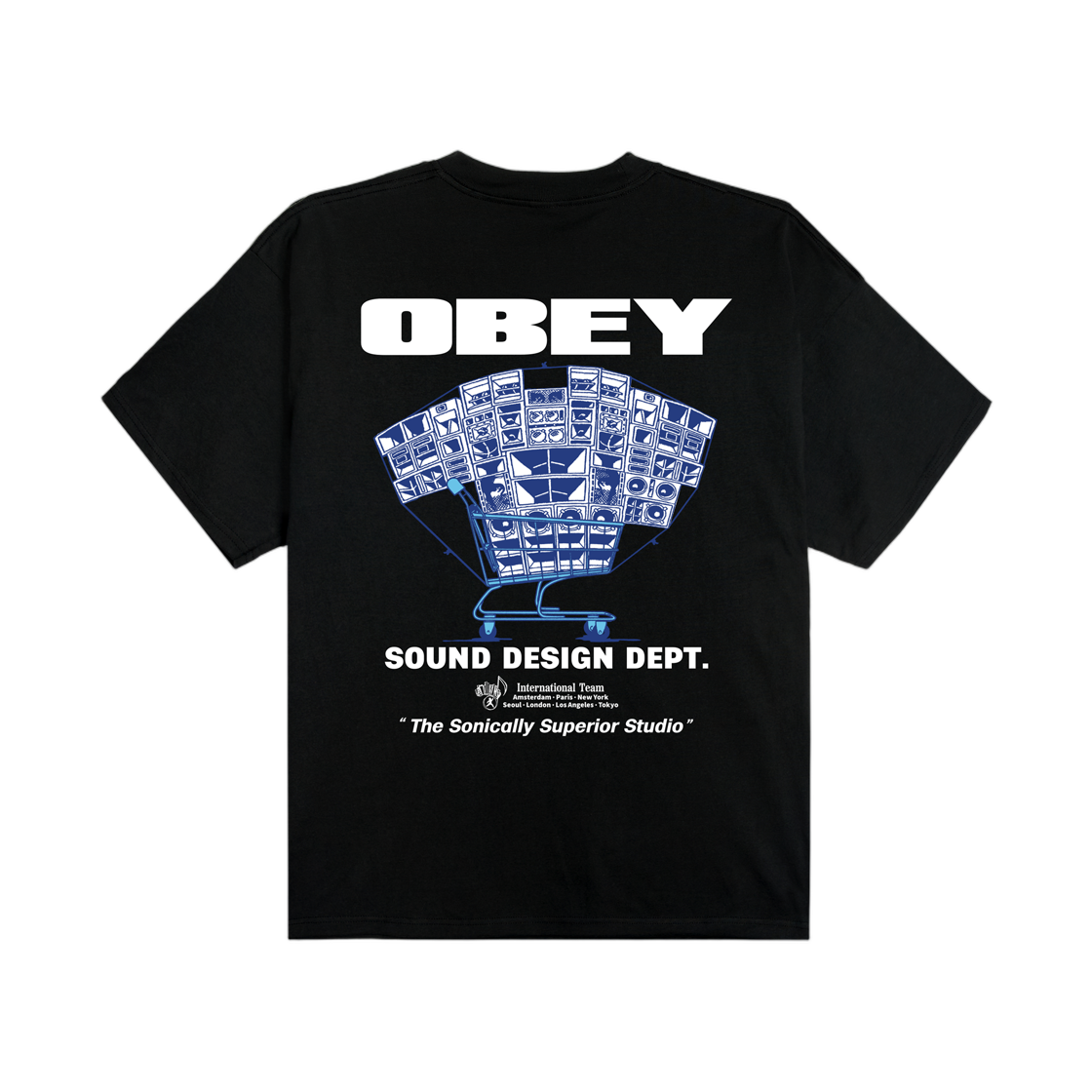 오베이 사운드 디자인 디파트먼트 헤비웨이트 티셔츠 블랙(Obey Sound Design Dept. Heavyweight T-Shirt Black) - 1