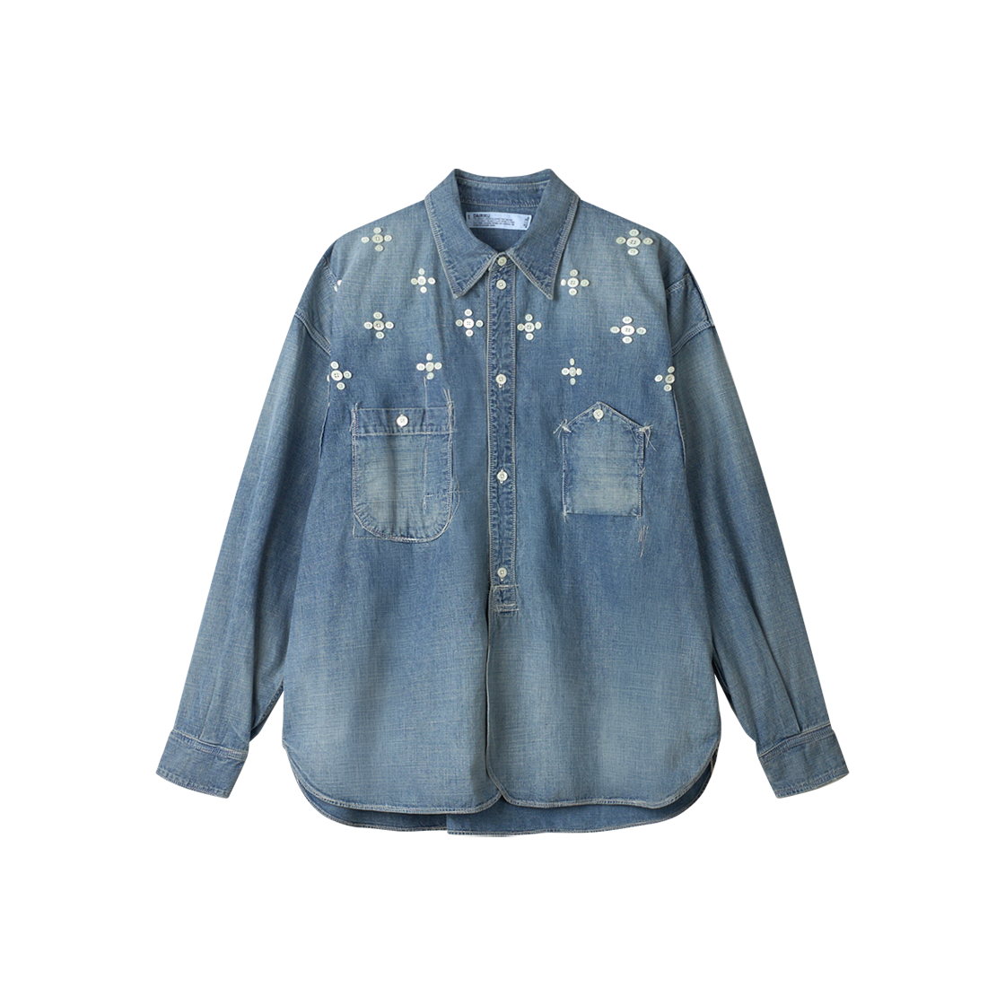 다이리쿠 벤자민 버튼 8온스 데님 워크 셔츠 인디고 - 26SS(Dairiku Benjamin Button 8-Oz Denim Work Shirt Indigo - 26SS)