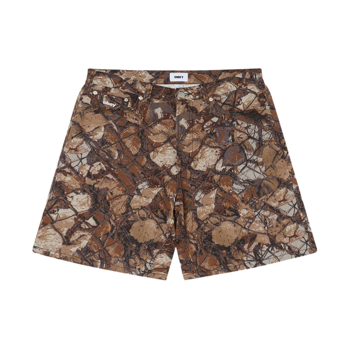 172100107 Obey Bigwig Baggy Denim Short Fence Camo