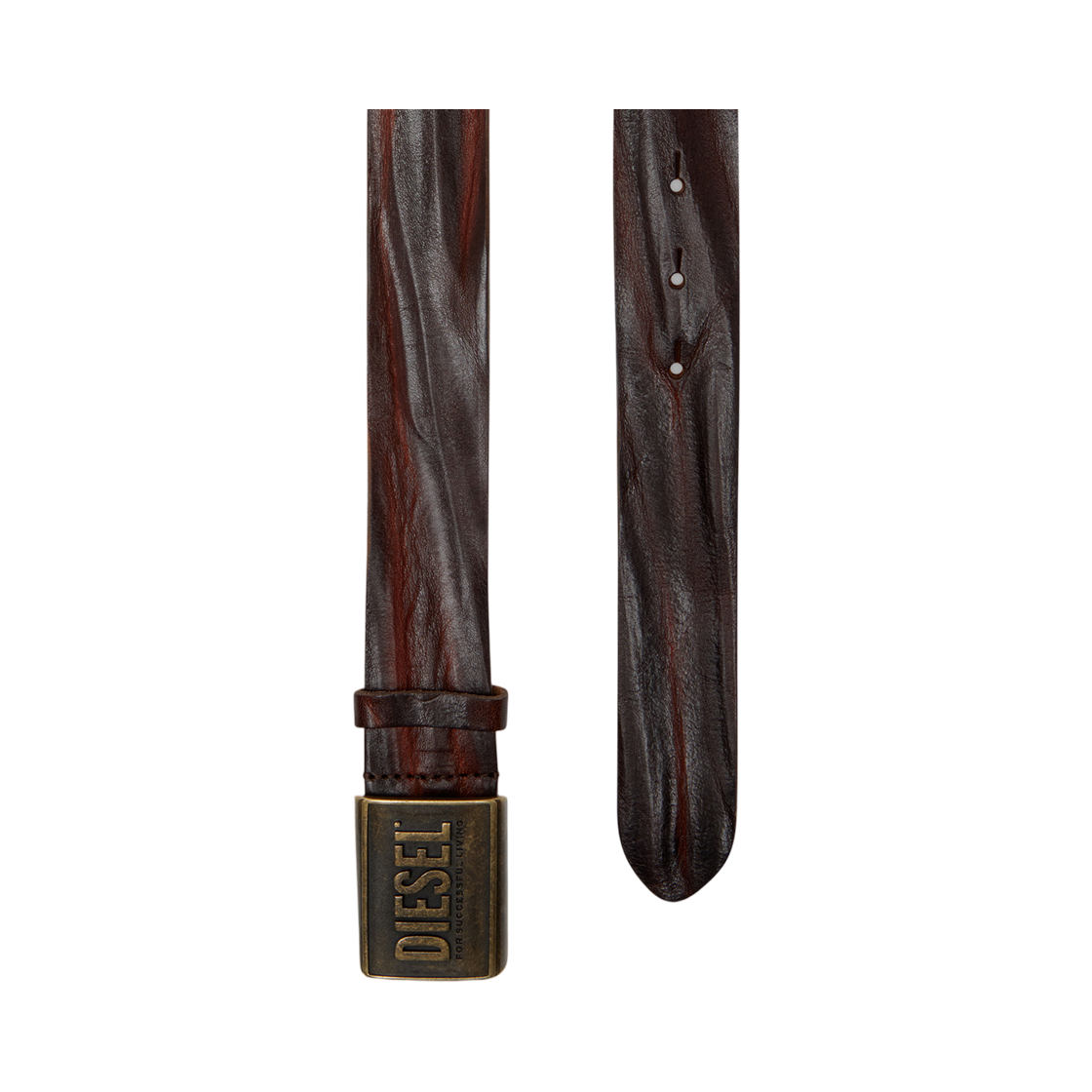 디젤 B-메탈 비스코토 레더 벨트 4cm 로고 플라크 브라운(Diesel B-Metal Biscotto Leather Belt 4 cm with Logo Plaque Brown) - 2