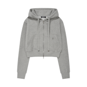 PHOS333 W Basic Crop Hood Zip Up