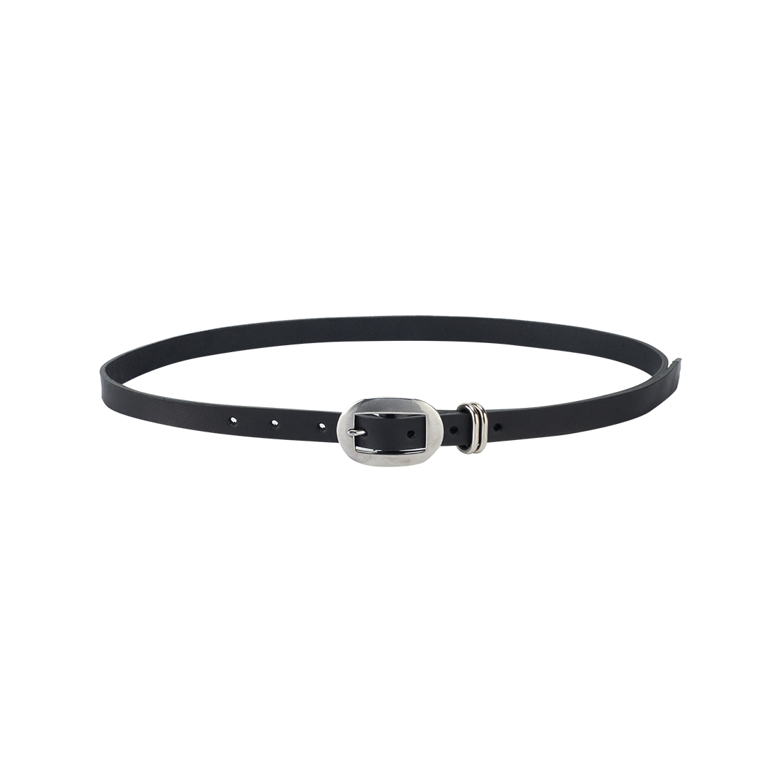 세븐바이세븐 x 루스터 킹 앤 코 카트 버클 내로우 레더 벨트 블랙 - 26SS(Seven By Seven x Rooster King & Co., Cart Buckle Narrow Leather Belt Black - 26SS)