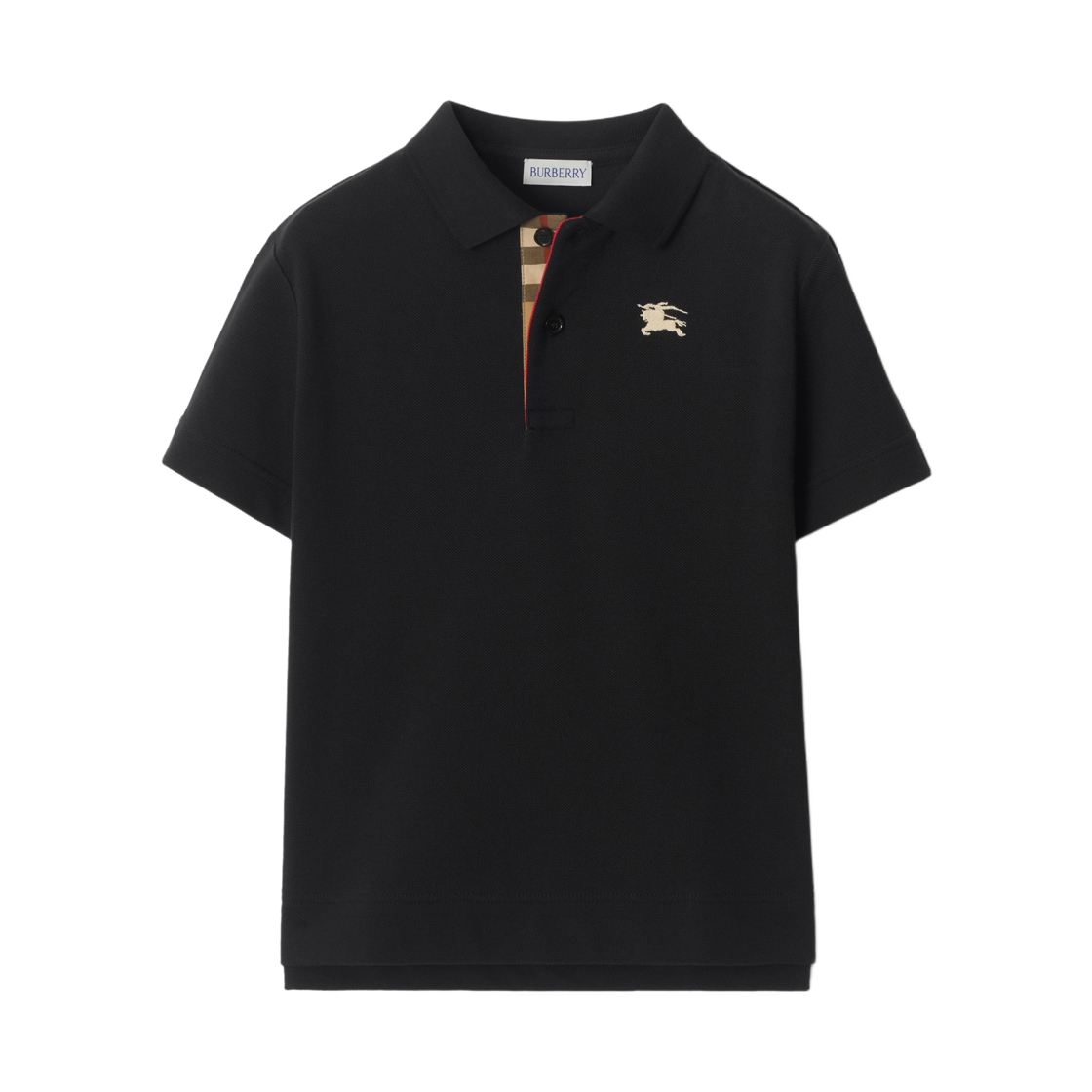 (키즈) 버버리 코튼 피케 폴로 셔츠 블랙((Kids) Burberry Cotton Pique Polo Shirt Black)