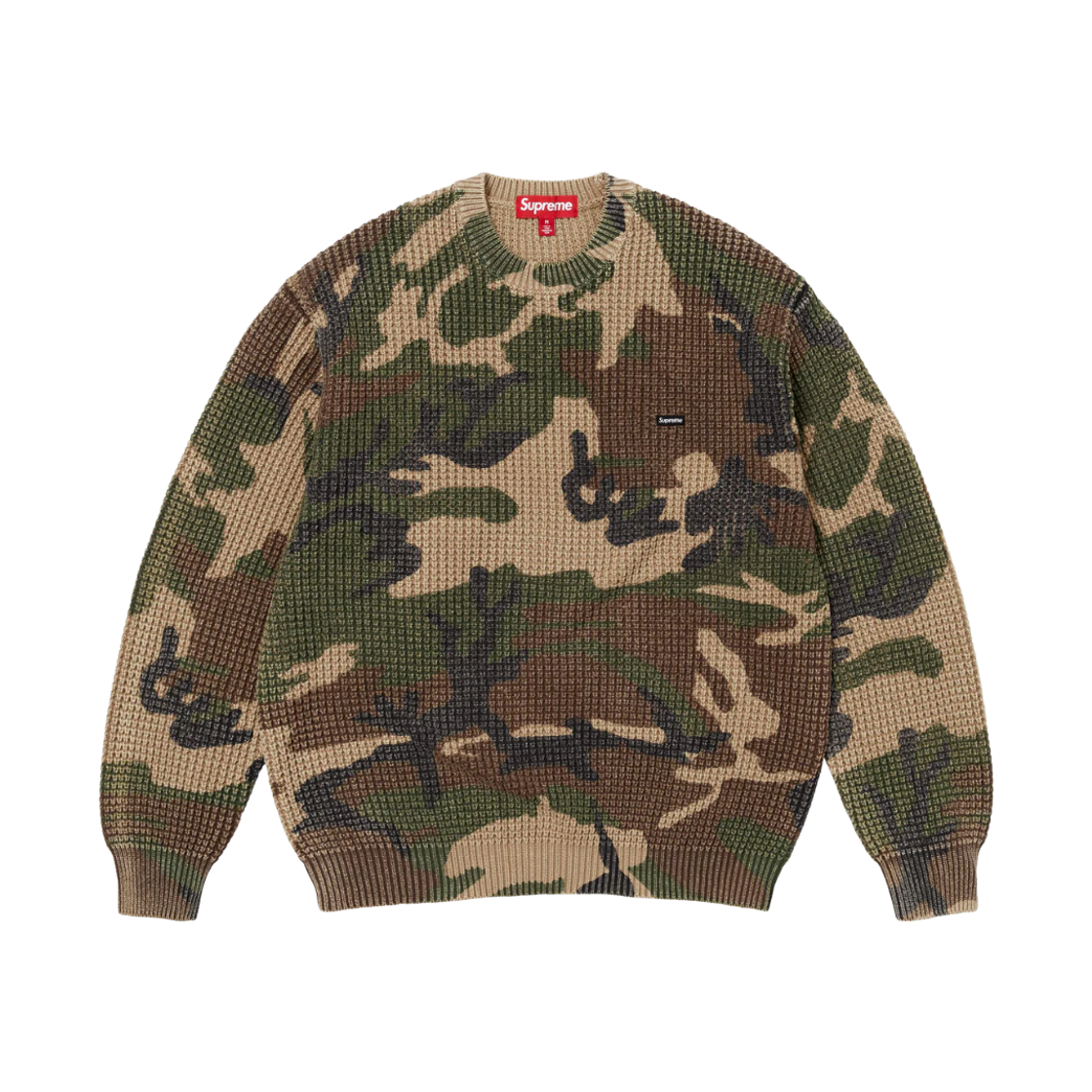 슈프림 워시드 스몰 박스 와플 스웨터 우드랜드 카모 - 26SS
