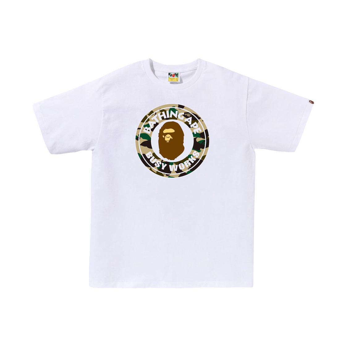 - BAPE 1st Camo Busy Works T-Shirt White Yellow