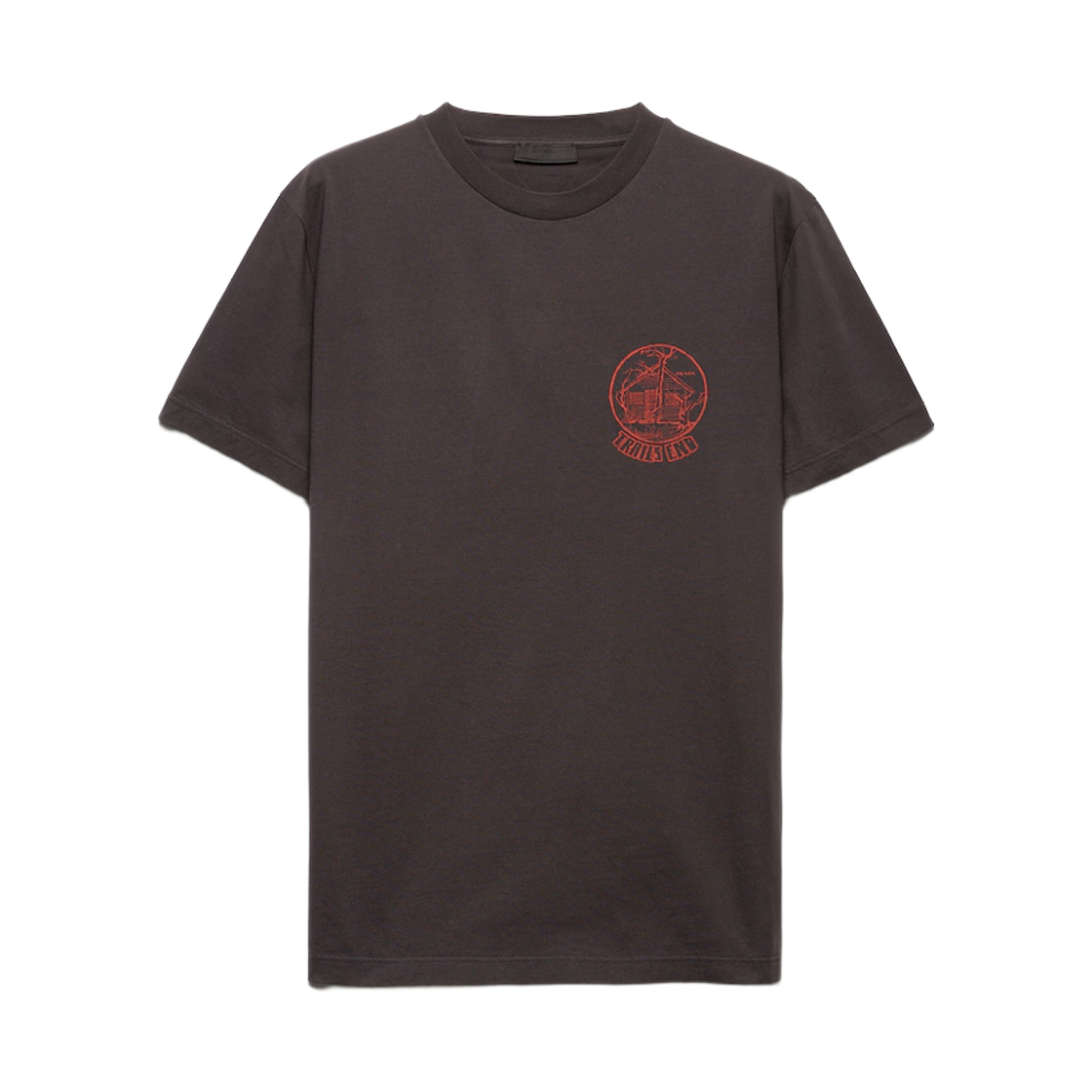 프라다 프린티드 코튼 티셔츠 아스팔트 레드(Prada Printed Cotton T-Shirt Asphalt Red) - 1