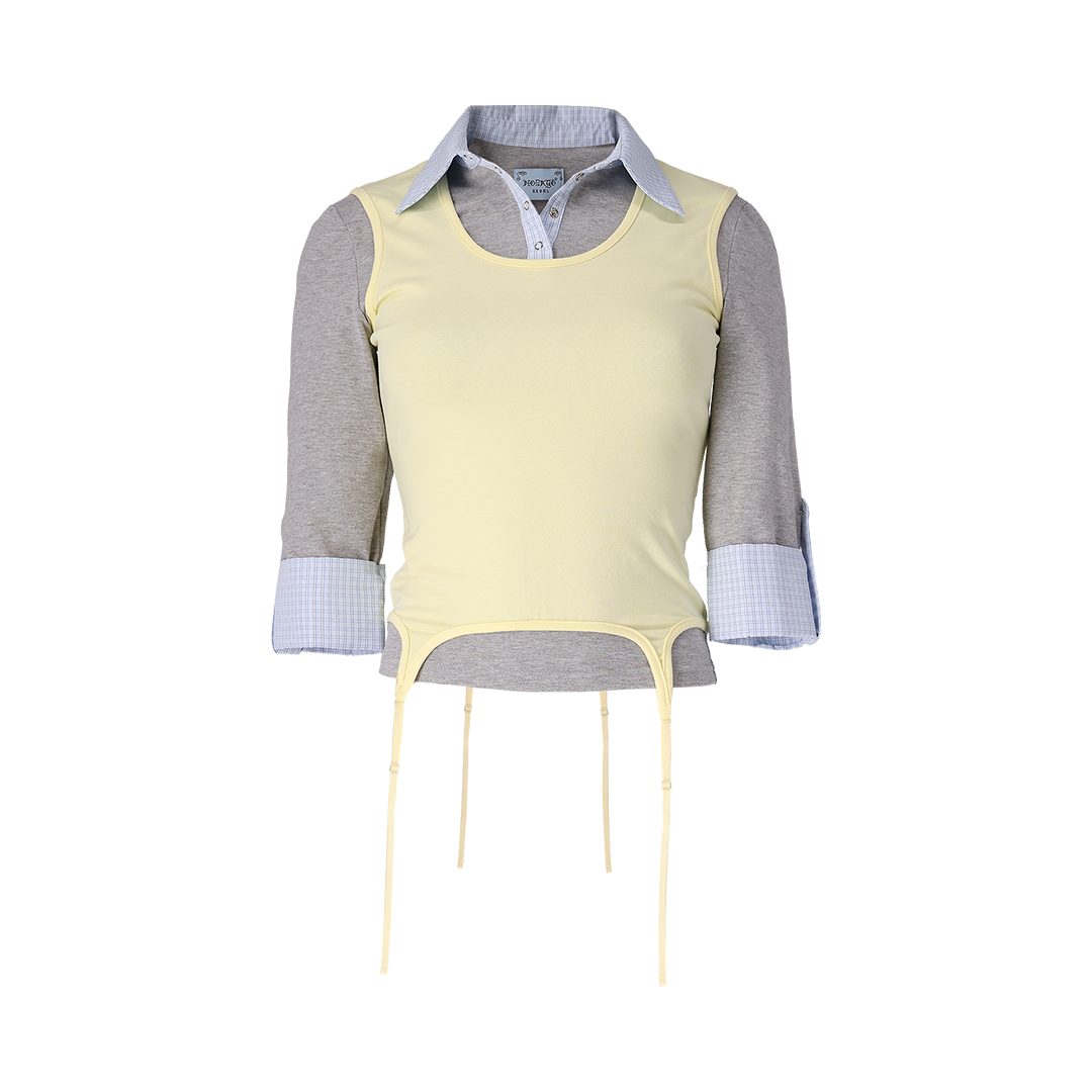 혼쿄 레몬 셔츠 레이어드 탑(Honkyo Lemon Shirt Layered Top)