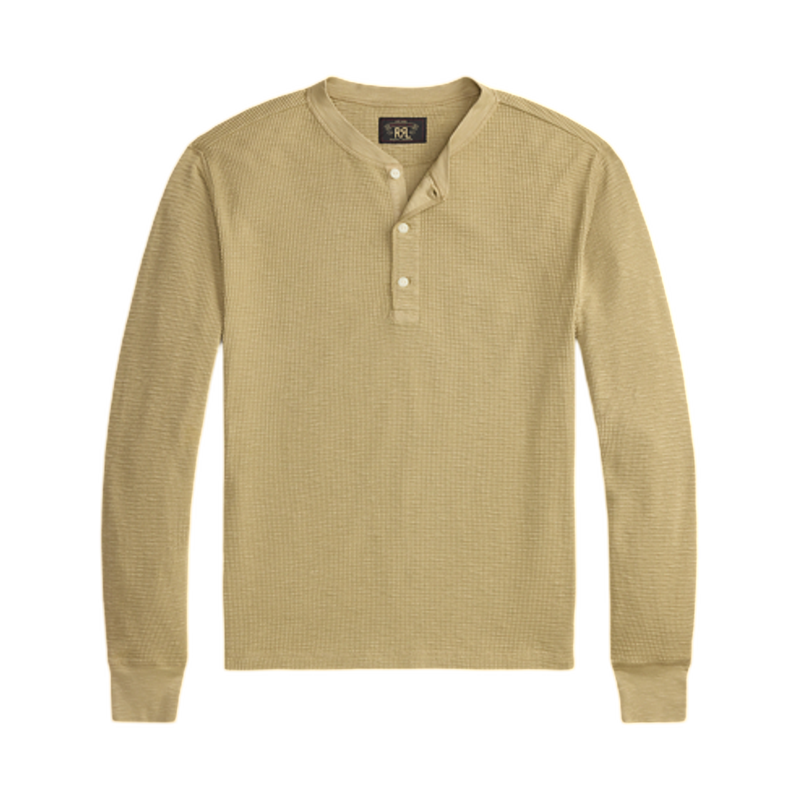 더블알엘 가먼트 다이 와플 니트 헨리 셔츠 스프링 베이지(Double RL Garment Dyed Waffle Knit Henley Shirt Spring Beige)