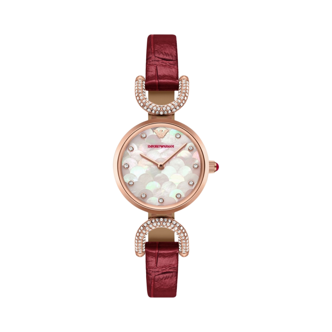 AR11737 (W) Emporio Armani Lunar New Year Quartz Two-Hand 28mm Leather Mother of Pearl Burgundy