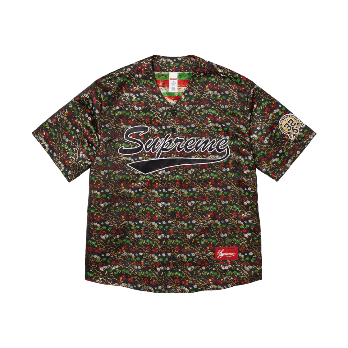 - Supreme Floral Jacquard Baseball Jersey Black - 26SS