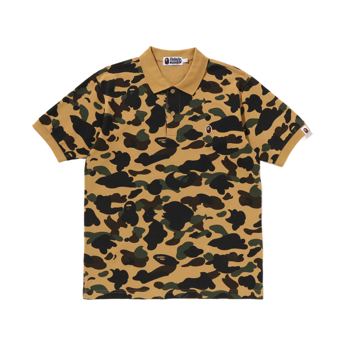 베이프 퍼스트 카모 원 포인트 레귤러 핏 폴로 셔츠 옐로우(BAPE 1st Camo One Point Regular Fit Polo Shirt Yellow) - 1
