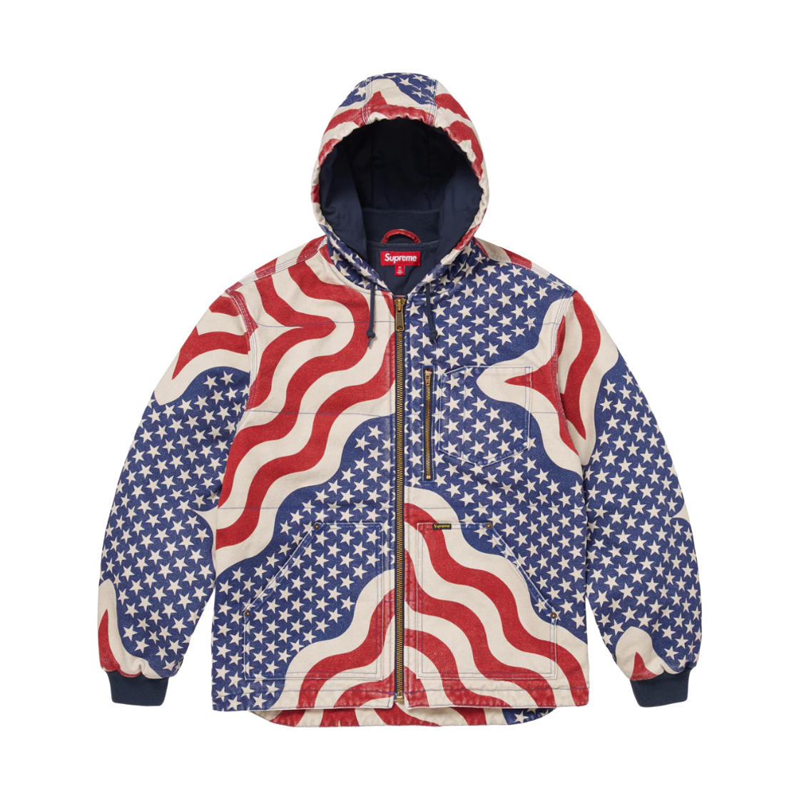슈프림 플래그 퀼티드 후드 워크 자켓 멀티컬러 - 26SS