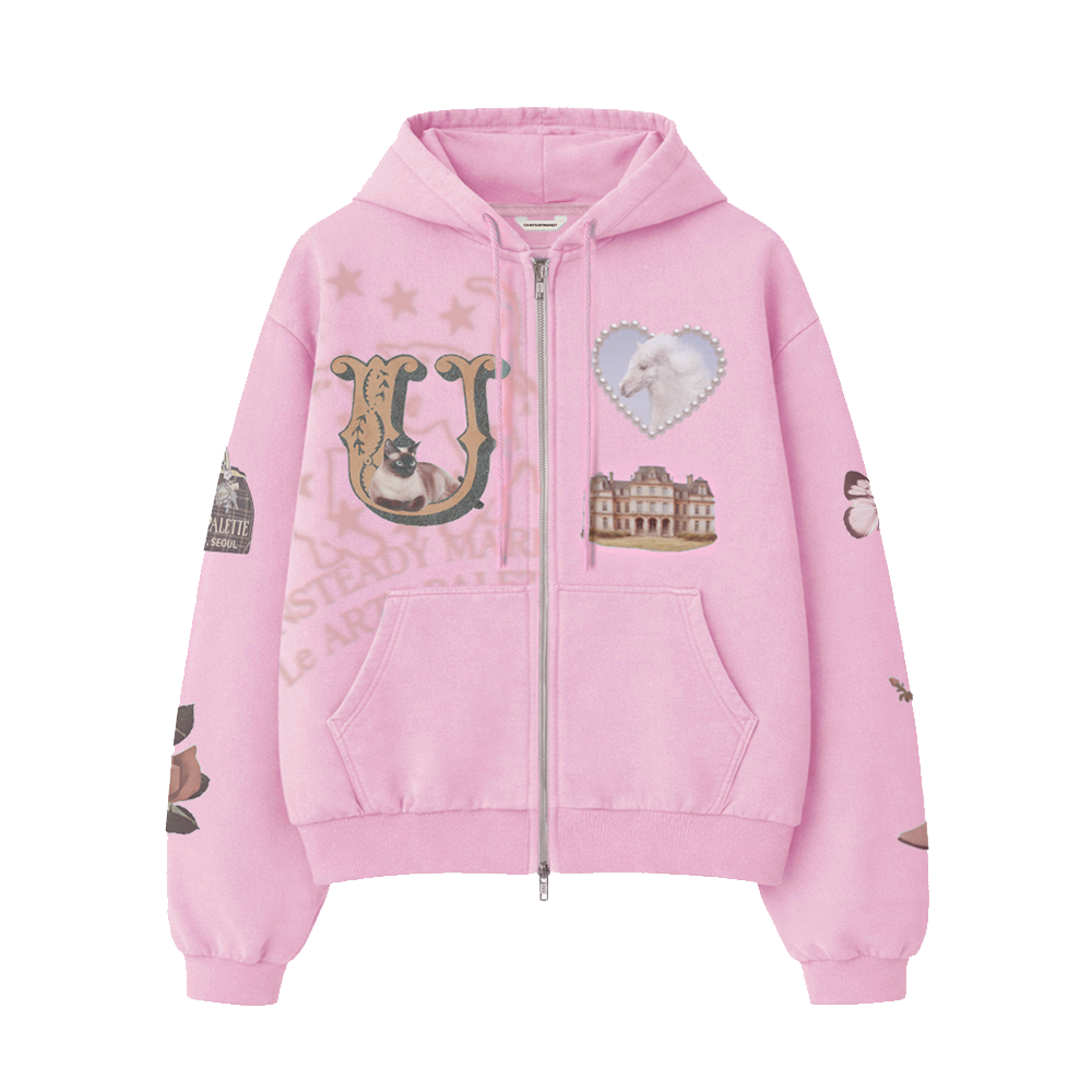 언스테디마켓 수브니어 후드집업 핑크(Unsteadymarket Souvenir Zip up Hoodie_Pink) - 1