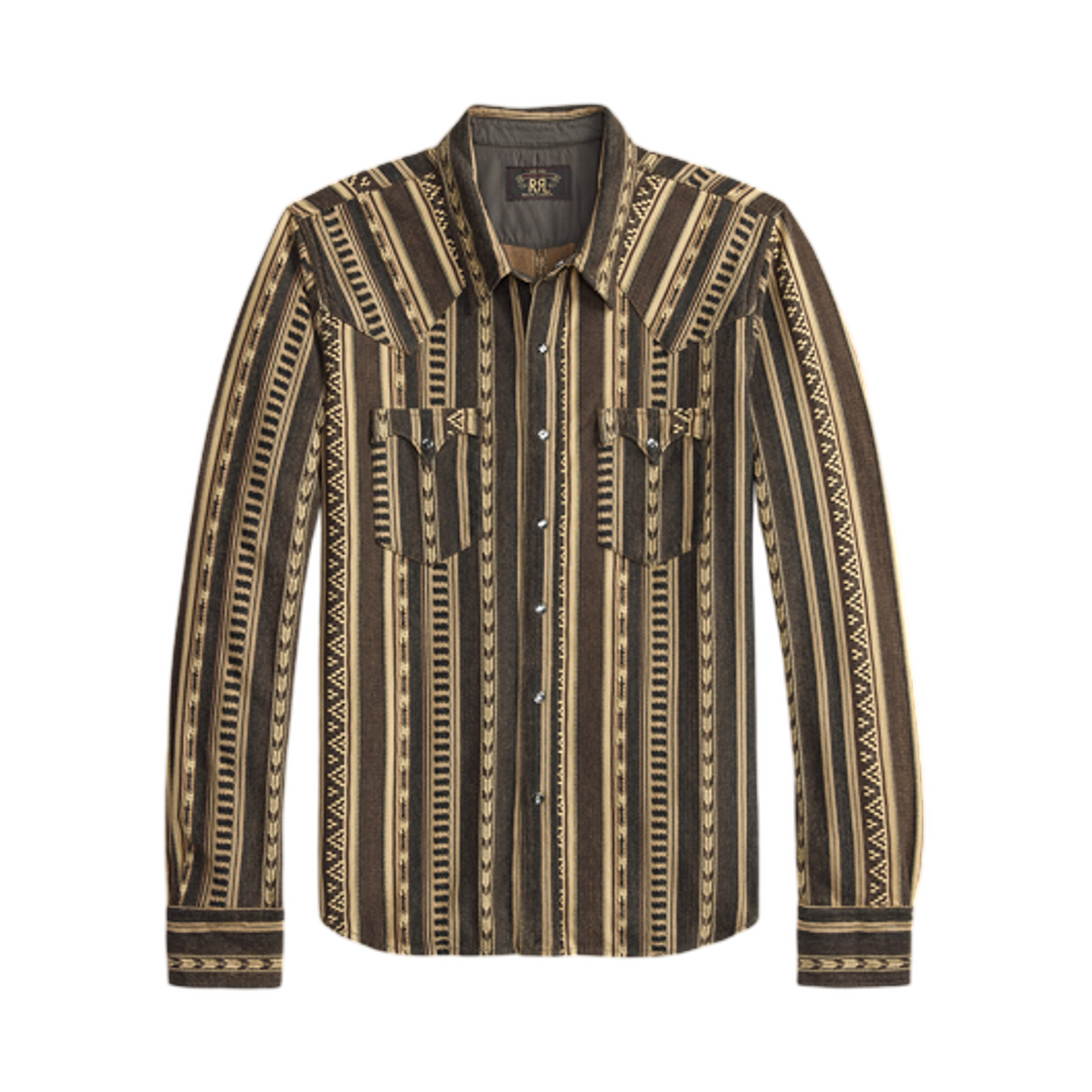 더블알엘 슬림핏 자카드 니트 웨스턴 셔츠 브라운 멀티(Double RL Slim Fit Jacquard Knit Western Shirt Brown Multi)
