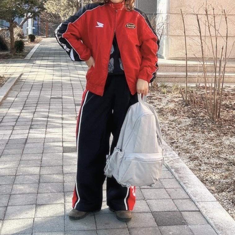 Honda Racing Blouson_Red 착용 스타일