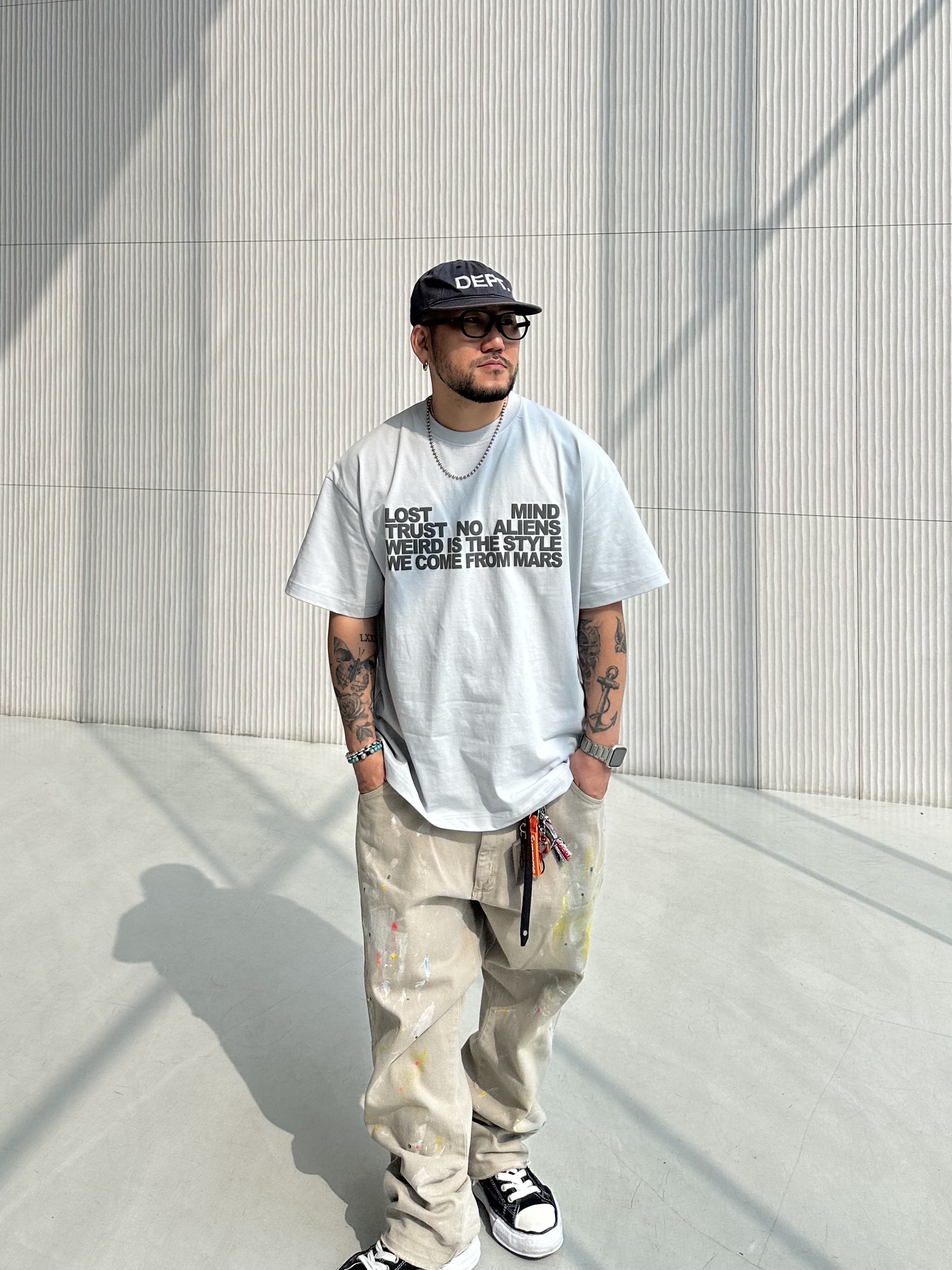 Gallery Dept. Dept. Hat Navy, Maison Mihara Yasuhiro Peterson OG Sole Canvas Low Sneakers Black 착용 스타일 - 3