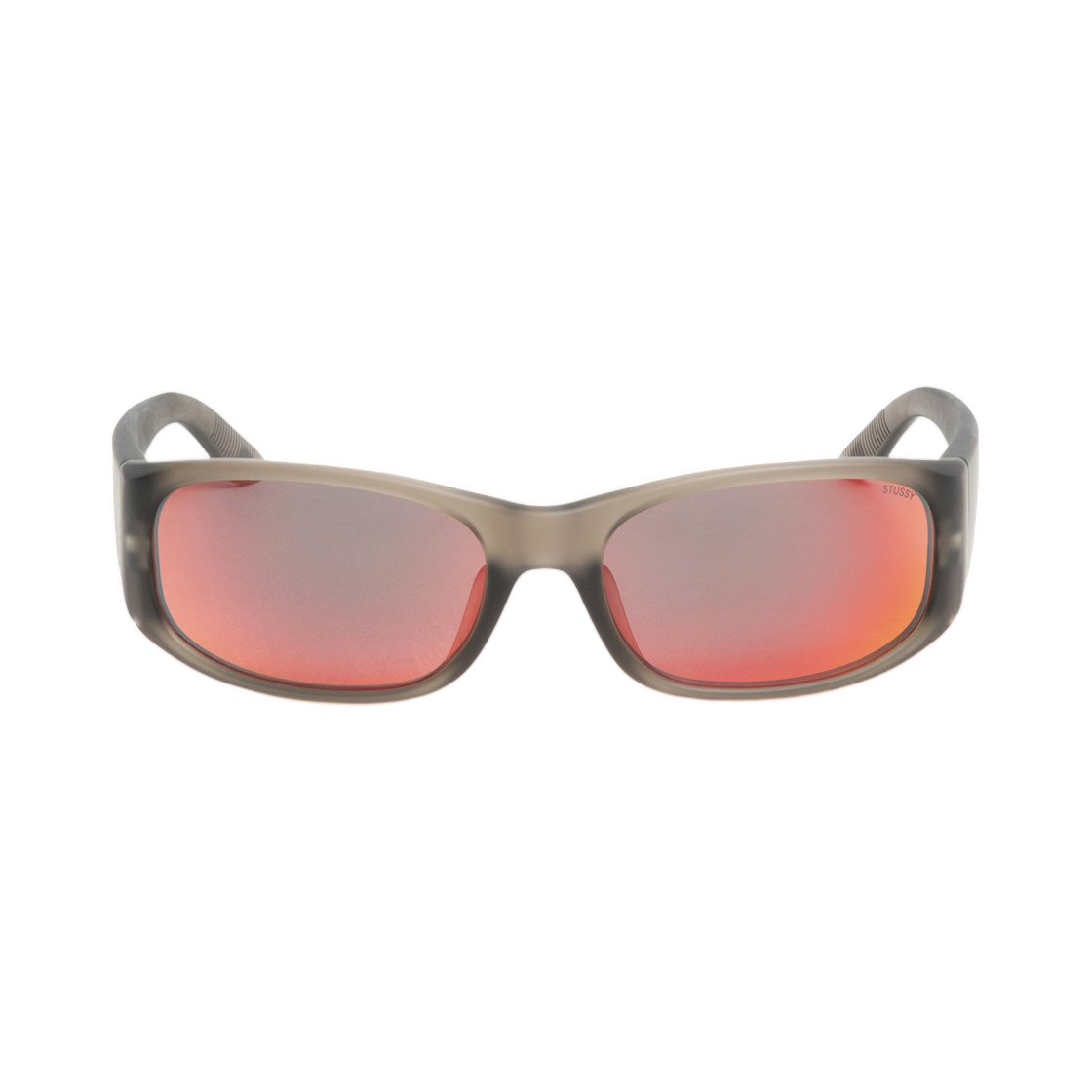 338445 Stussy Mikey Sunglasses Frost Smoke Polarized Red Lens