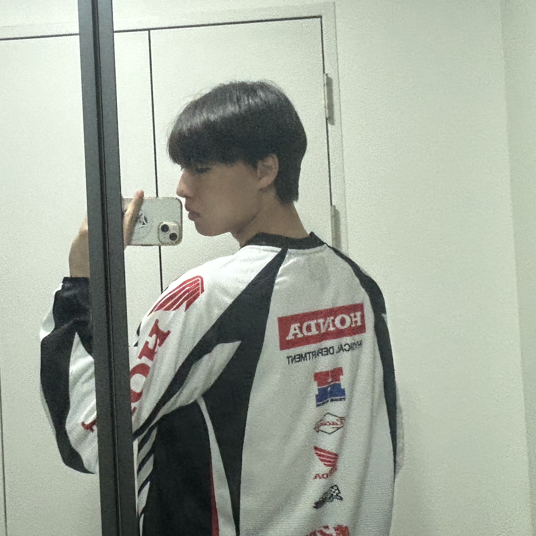 Honda Mesh Motorcycle Jersey White 착용 스타일