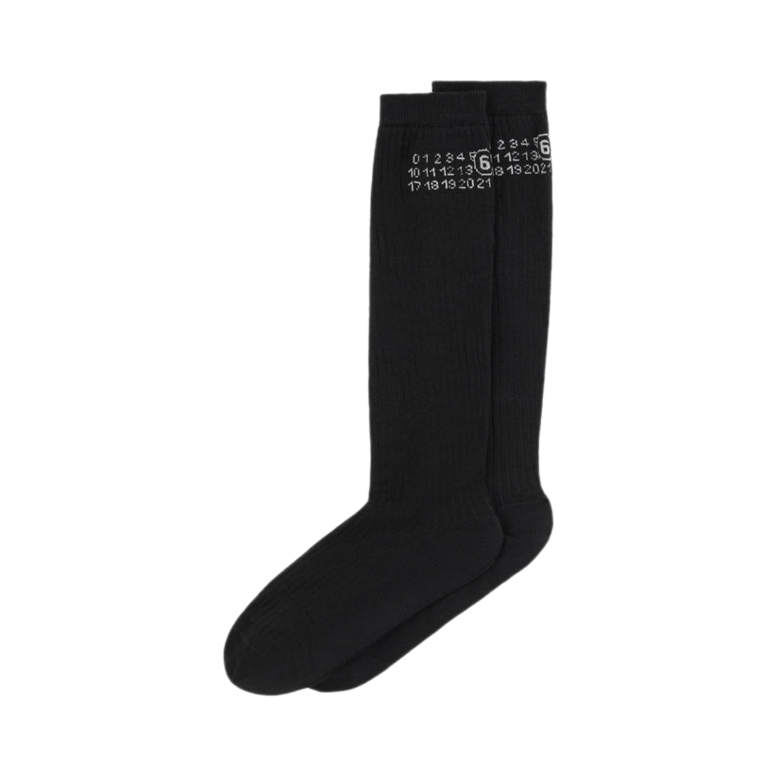 S52TL0038M13244900 MM6 Maison Margiela Numbers Logo Knee-High Socks Black