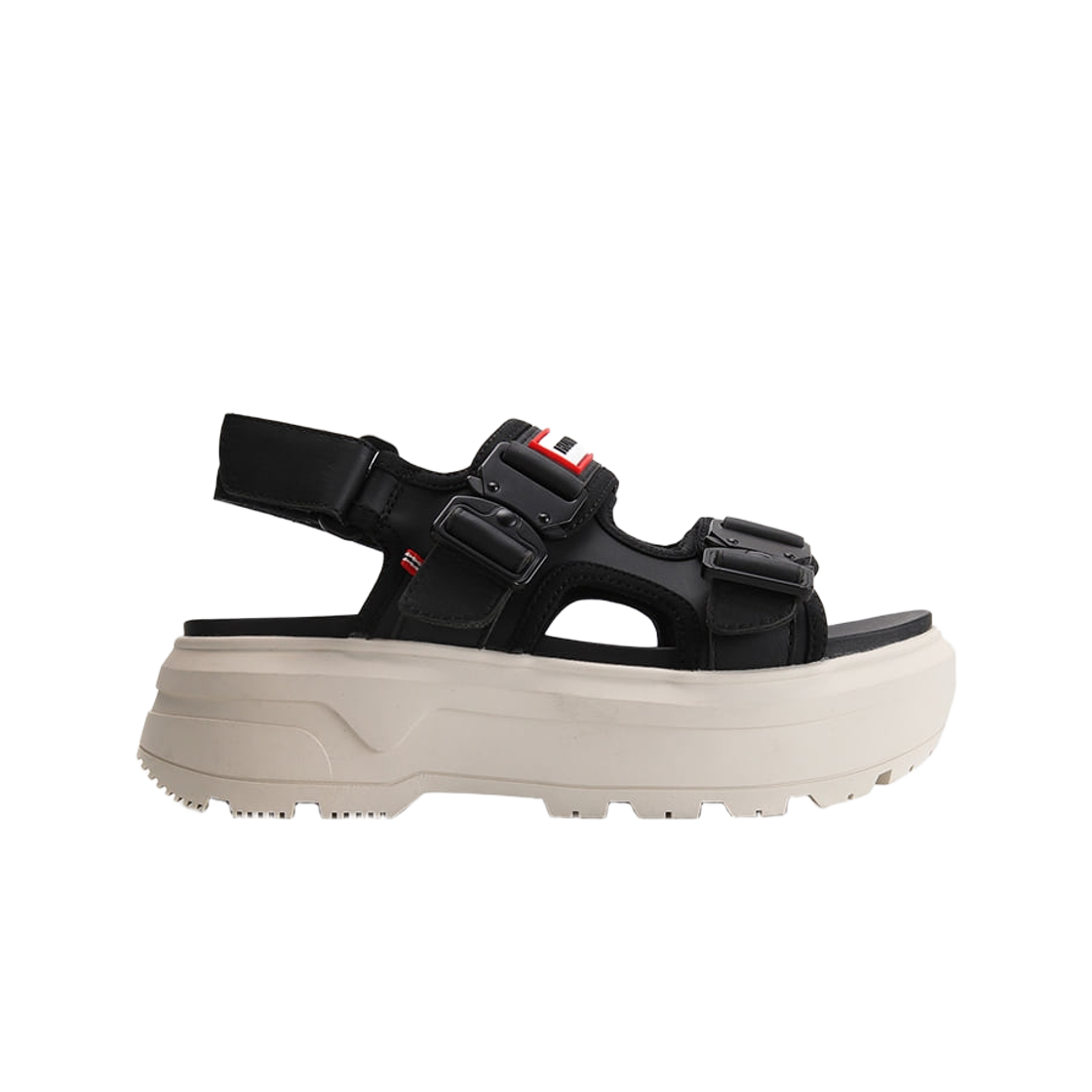 UFD3109LEA-BLV (W) Hunter City Rebel Neo Leather Buckle Sandal Black Canvas Cream